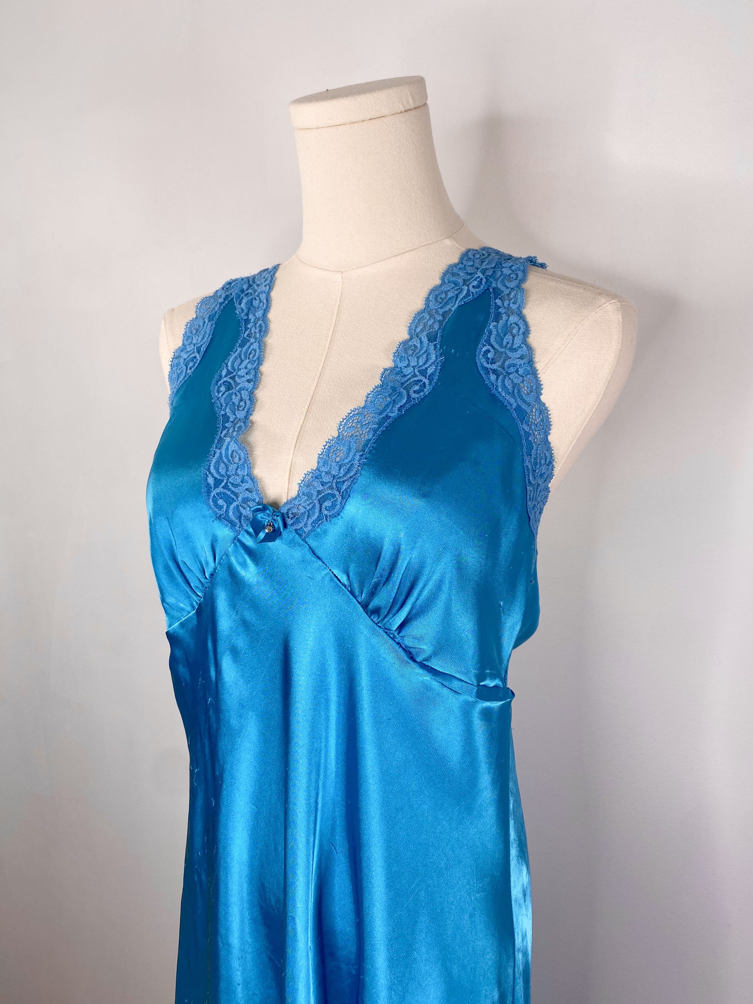 Jones New York Jones New York - Blue Nightgown Satin-Like Slip Dress Size M / US 6-8 / IT 42-44 - 1 Thumbnail