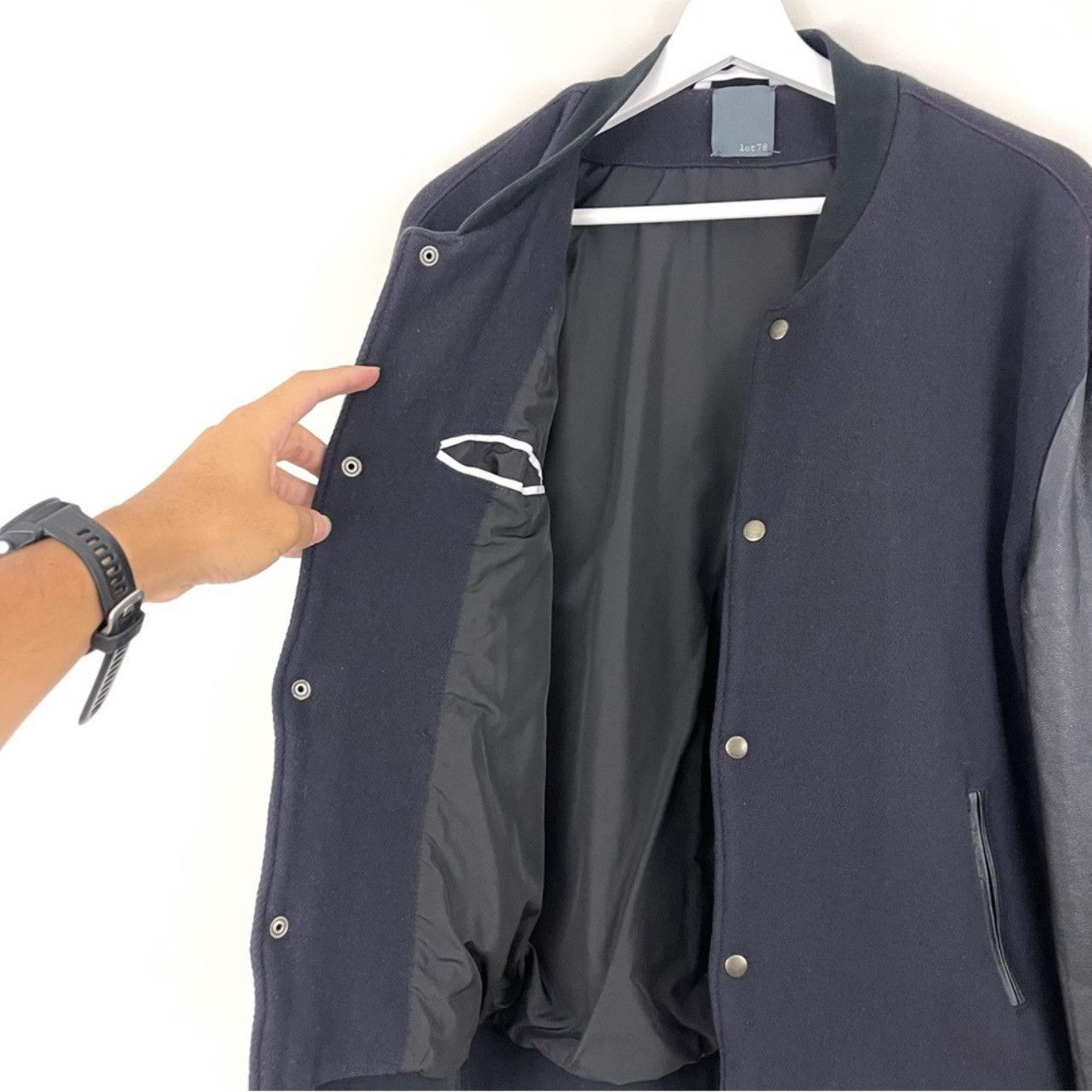 lot78 Lot 78 Designer Bomber Varsity Jacket Wool Cashmere Leather Size US M / EU 48-50 / 2 - 2 Thumbnail