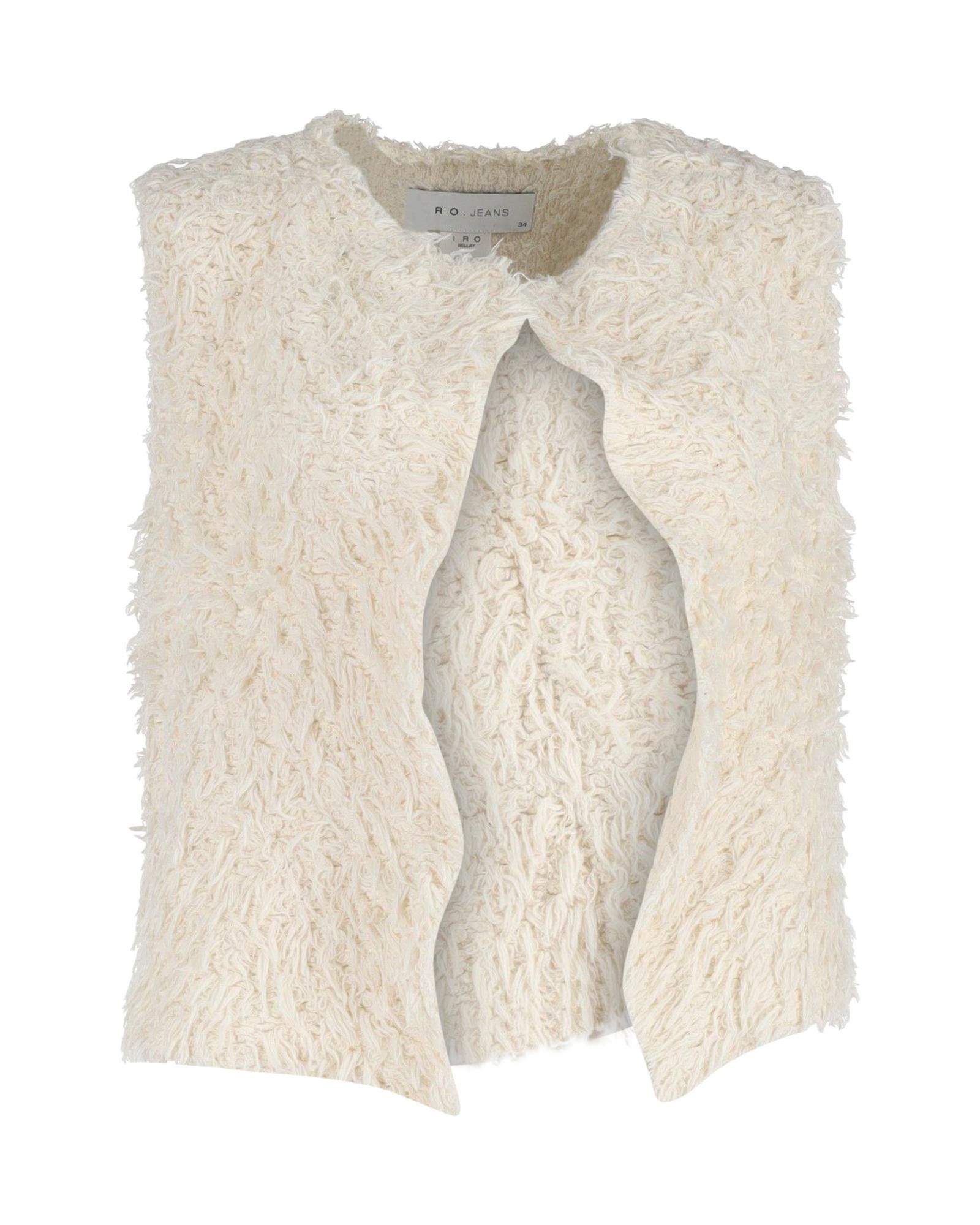 image of Iro Cream Fuzzy Cotton Sleeveless Vest in White/Cream, Women's (Size XS)