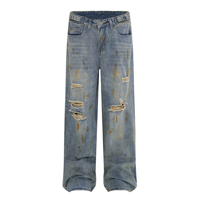 Vintage American retro distressed washed and worn dirtyfit jeans Size US 32 / EU 48 - 1 Thumbnail