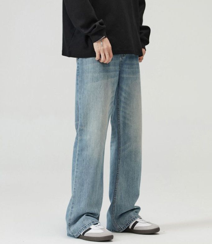 Japanese Brand American retro light blue curved baggy style men's jeans Size US 32 / EU 48 - 2 Thumbnail
