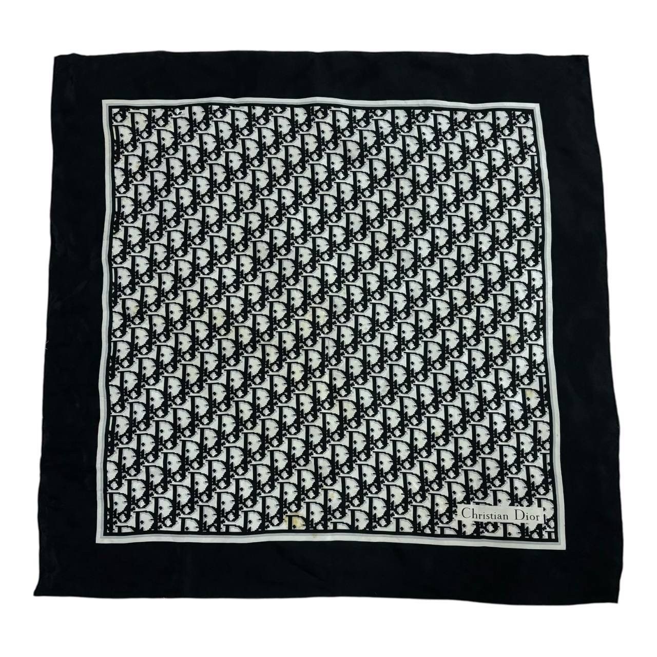 Christian Dior Monsieur Vtg Christian Dior Trotter Monogram Silk Scarf Black White Size ONE SIZE - 1 Thumbnail