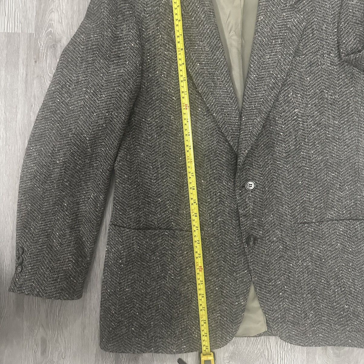 Daniel Hechter × Designer × Vintage Vintage Daniel Hechter 100% Wool Gray Tweed Herringbone Coat Size US S / EU 44-46 / 1 - 4 Thumbnail