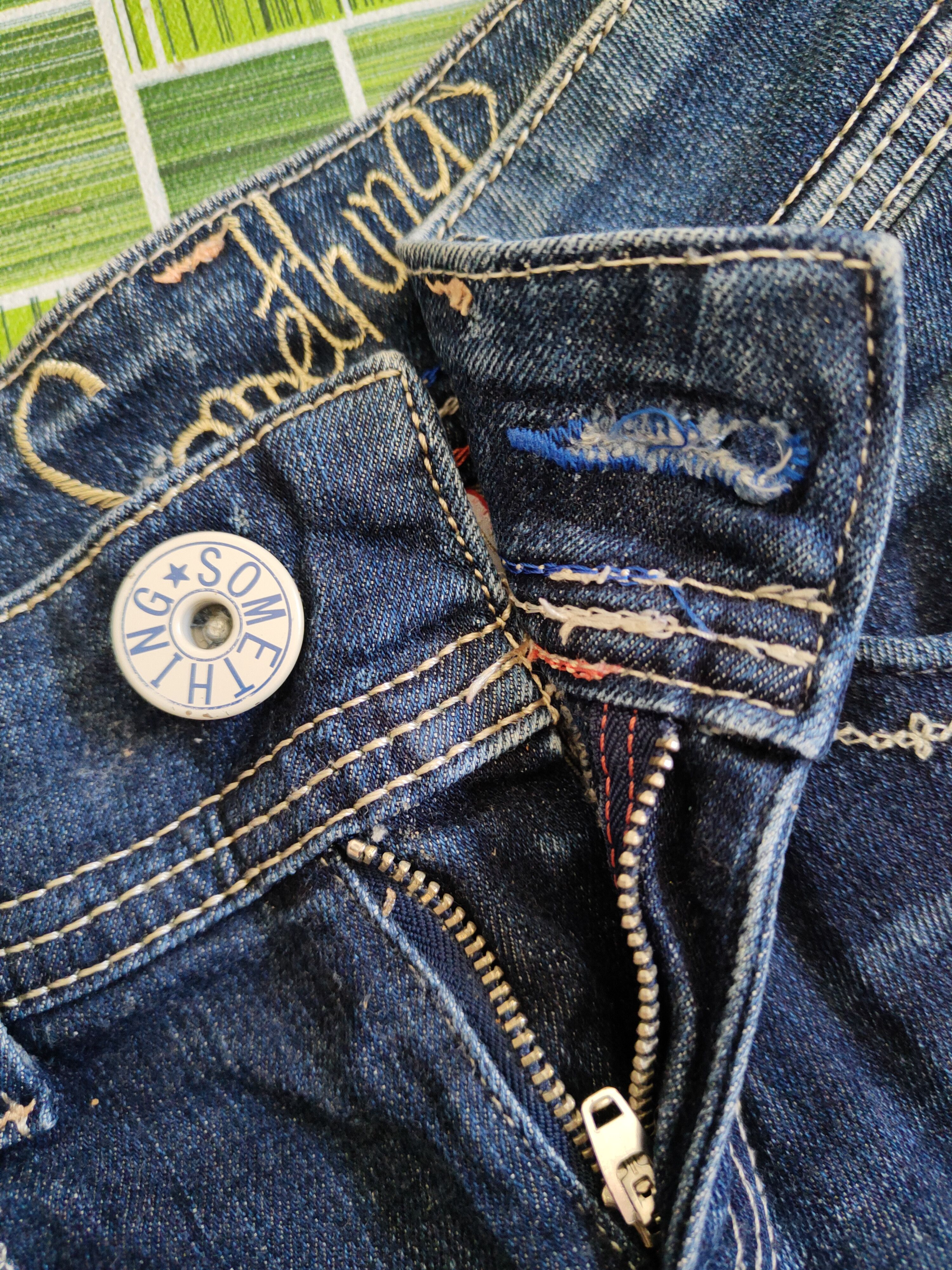 Japanese Brand Something Dark Blue Distressed Ripped Jeans #S2123 Size 28" / US 6 / IT 42 - 13 Thumbnail