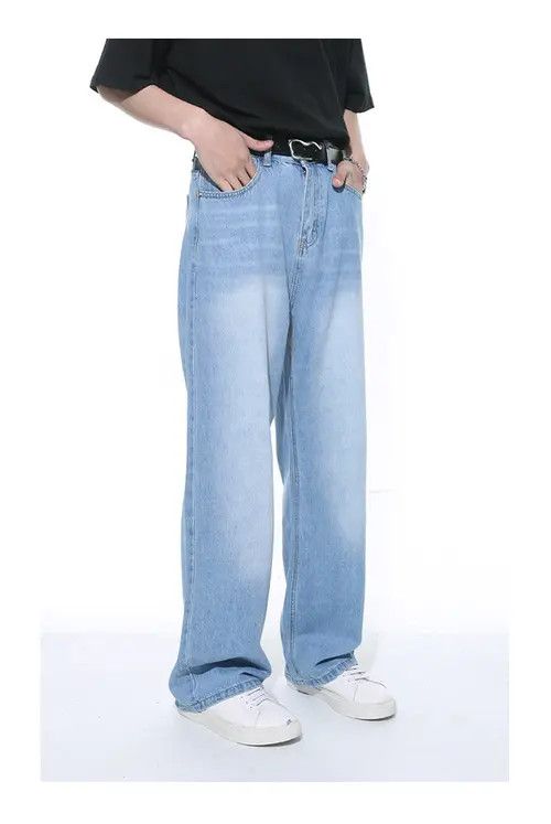VIBE Japanese simple light blue straight loose washed jeans Size US 32 / EU 48 - 5 Thumbnail