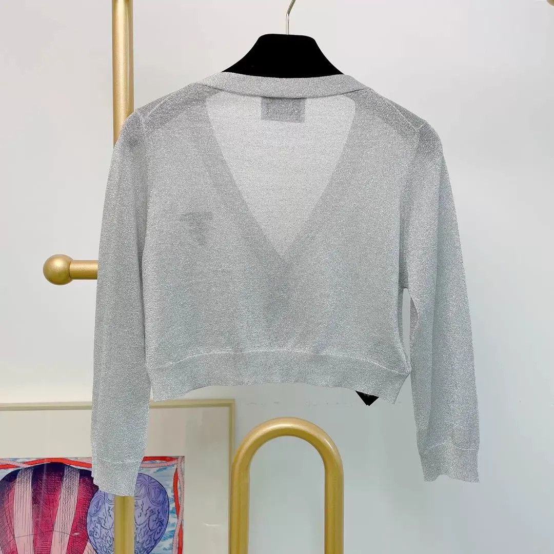 Prada PRADA V-neck single-breasted short gray knit 42 Size M / US 6-8 / IT 42-44 - 2 Thumbnail