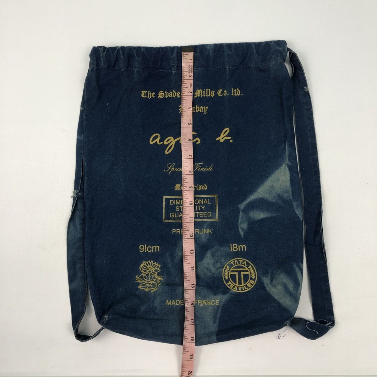 agnes b. AGNES B. DISTRESS DENIM DRAWSTRING BAG Size ONE SIZE - 14 Thumbnail