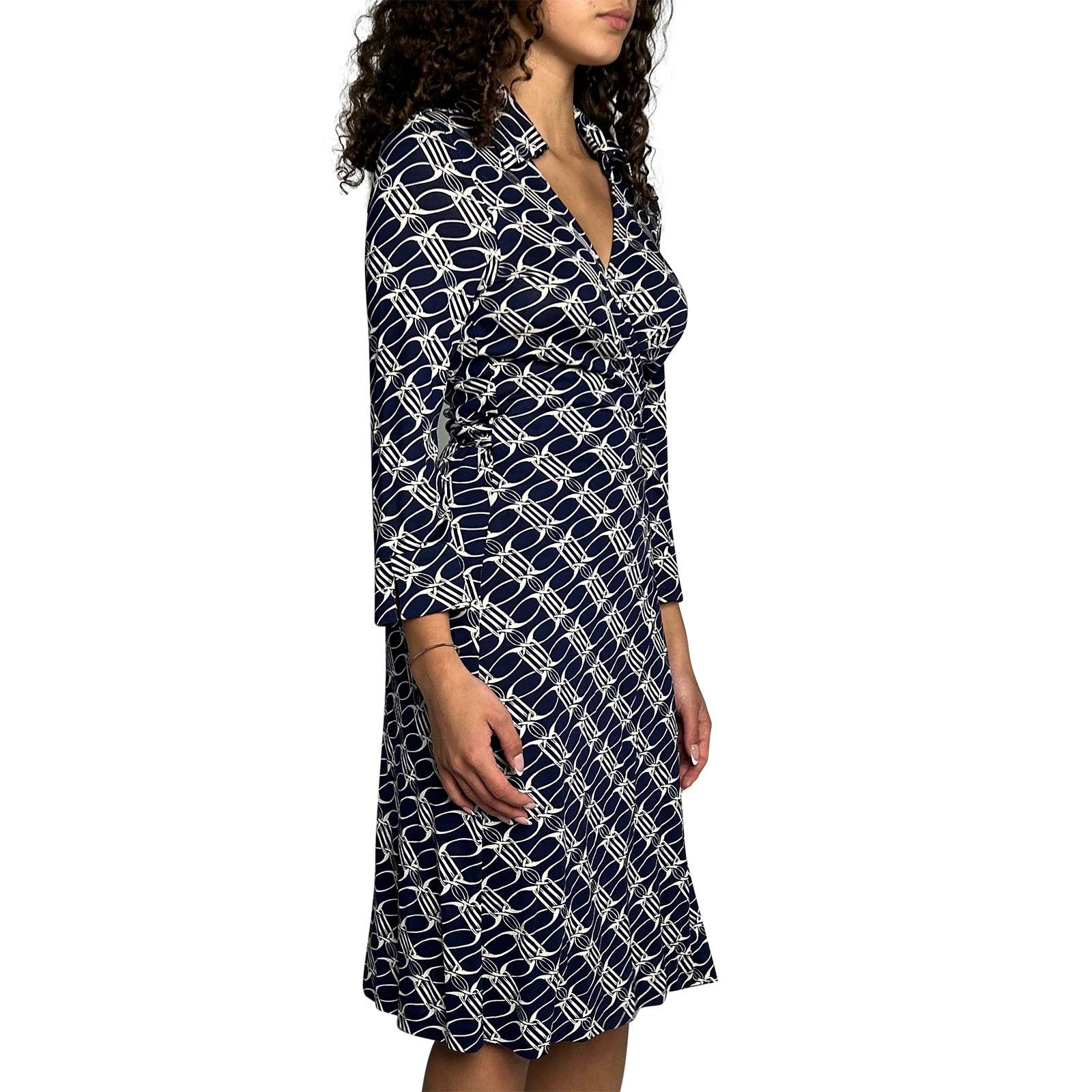 Diane von Furstenberg Blue & White Wrap Dress Size XS / US 0-2 / IT 36-38 - 3 Thumbnail