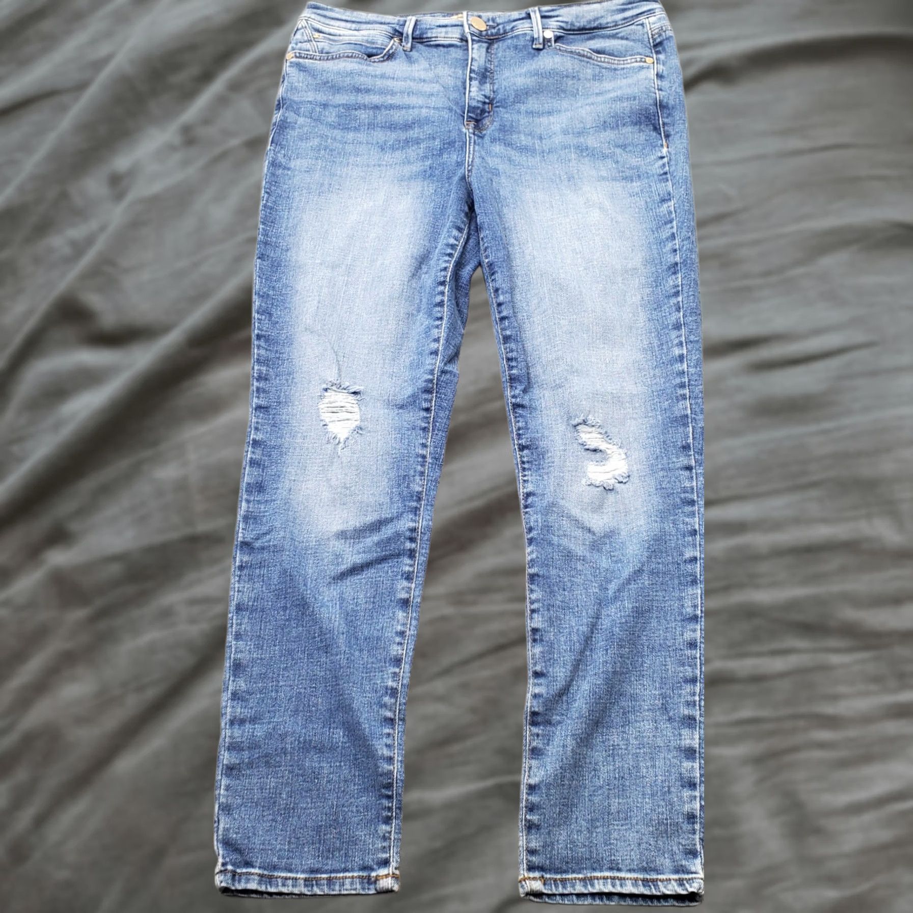 Vintage Seven7 Jeans Womens 12 Blue Denim Metro Ultra High Rise Skinny Distressed Jeans Size 34" / US 12 / IT 48 - 1 Thumbnail