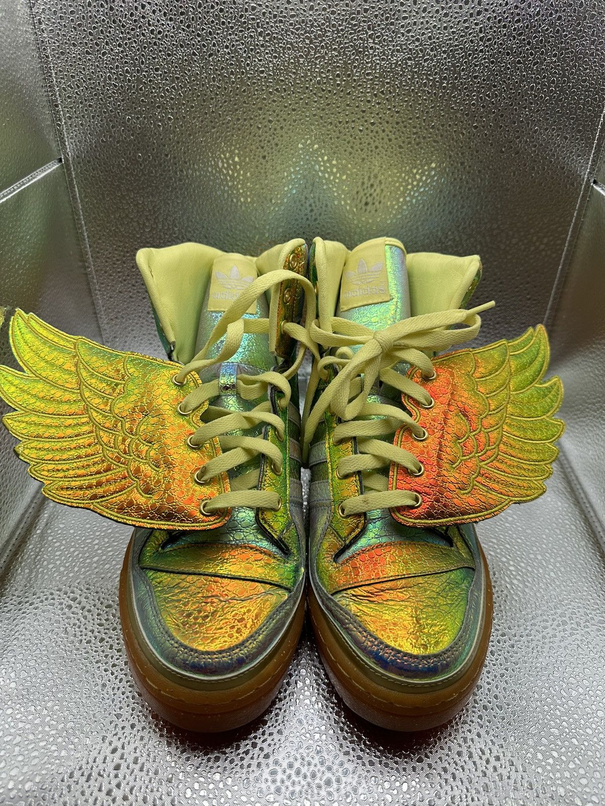 Adidas Jeremy Scott Adidas Jeremy Scott Foil Size 9.5 Iridescent Grailed