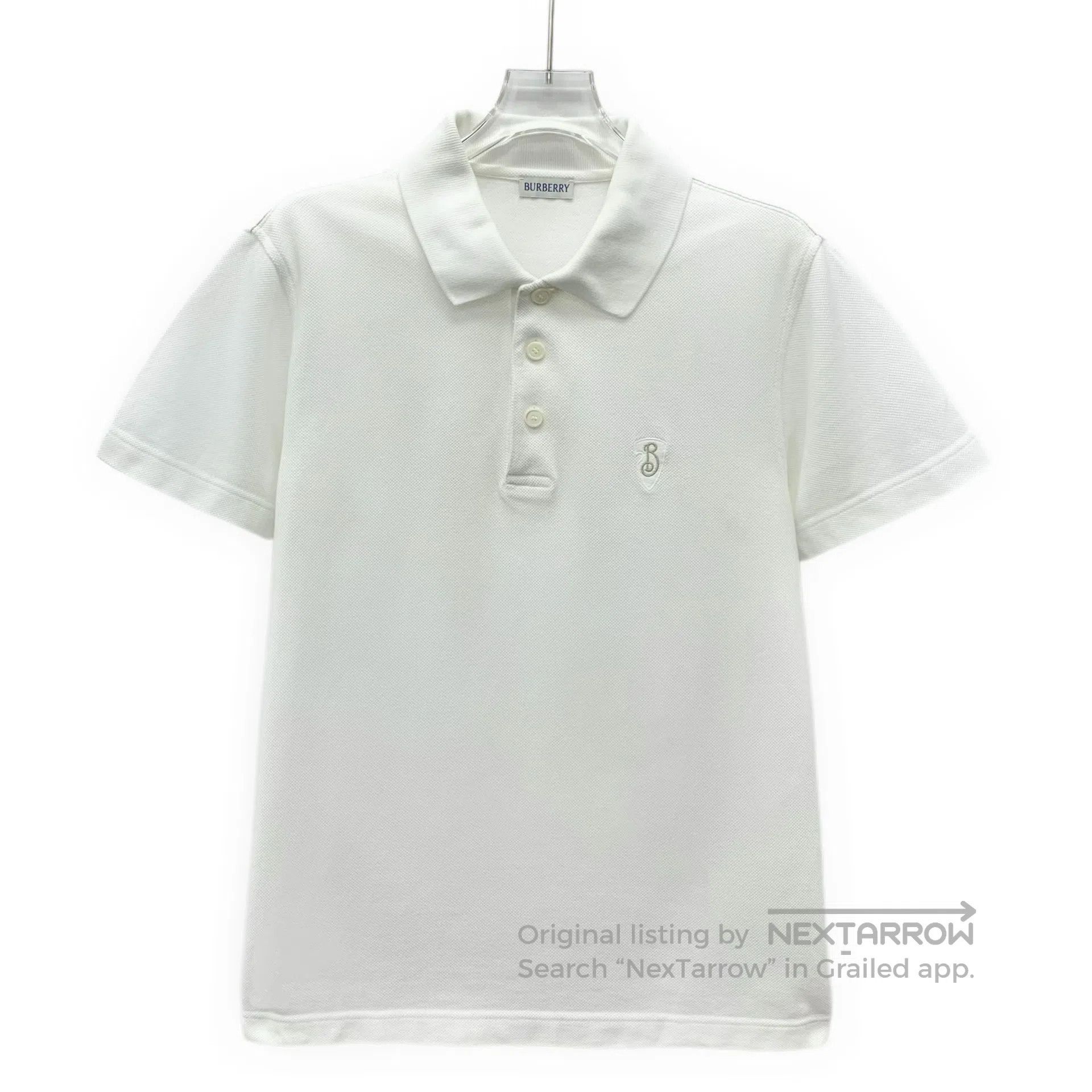 Burberry Burberry White Logo Embroidered Cotton Reversible Collar S Size US S / EU 44-46 / 1 - 1 Thumbnail