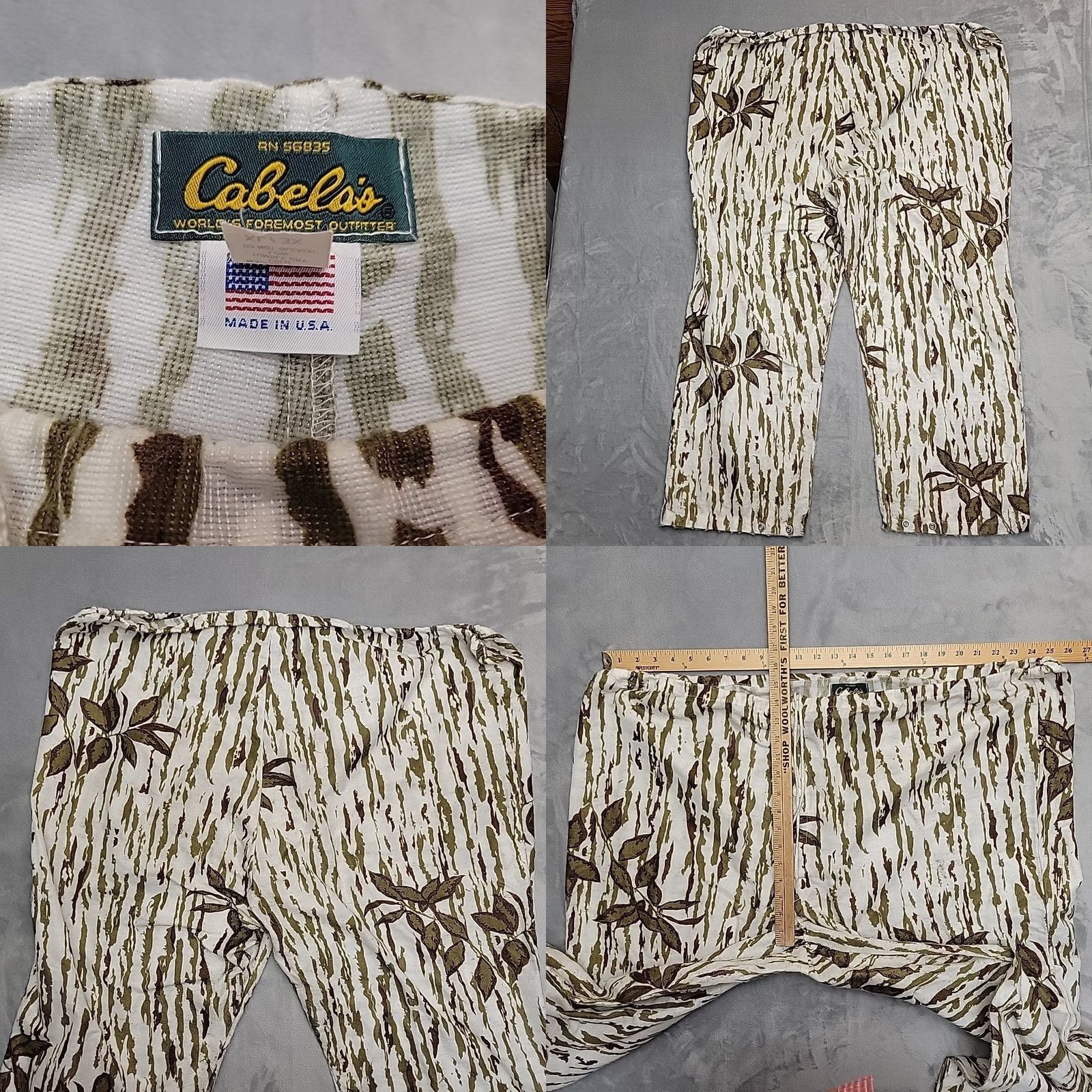Vintage VINTAGE Cabelas Hunting Pants XL/3X White Camo Tree Bark Camouflage Made In The USA Men Size US 36 / EU 52 - 8 Thumbnail