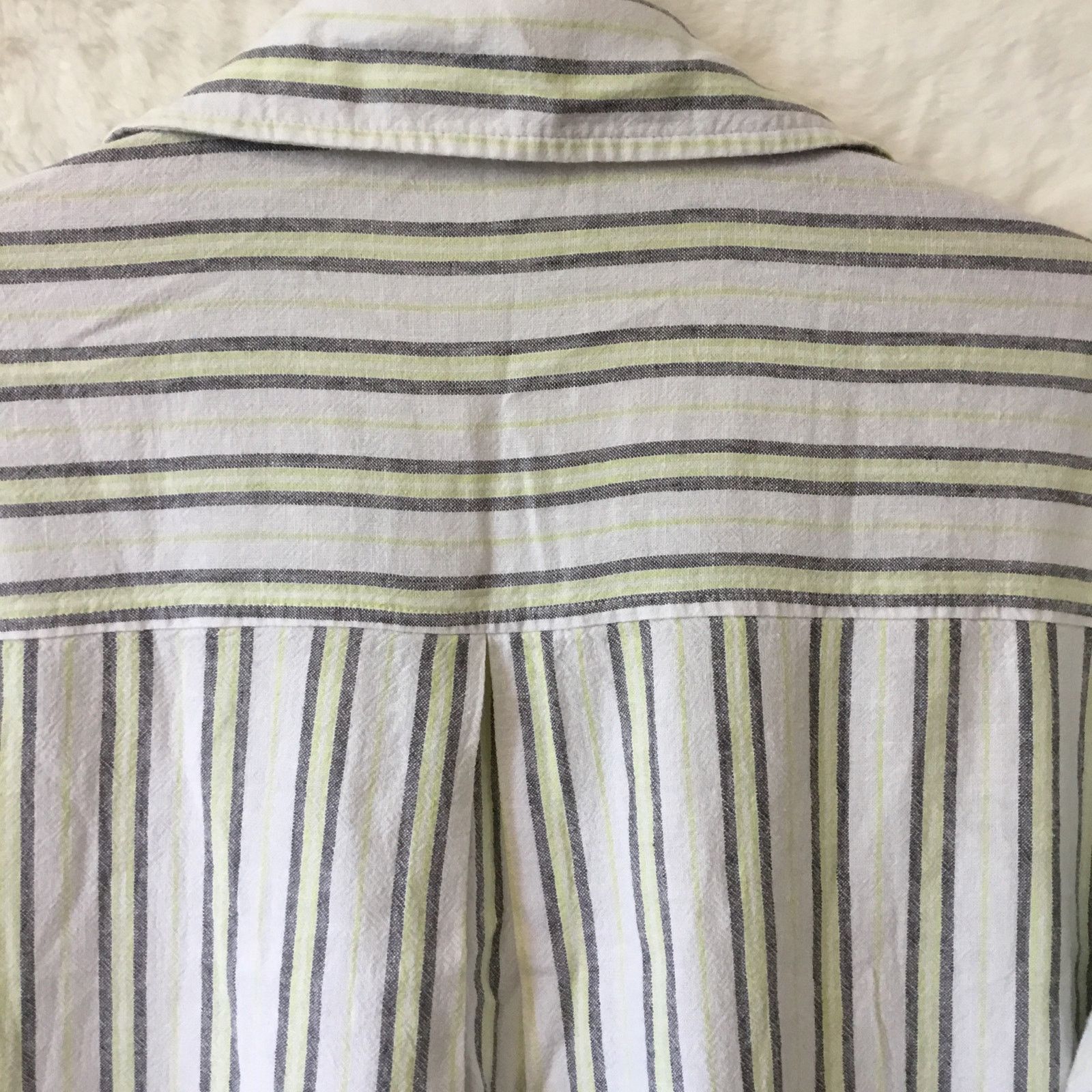Loft Loft White w/Green Strip Tie Front Shirt Size S / US 4 / IT 40 - 10 Thumbnail