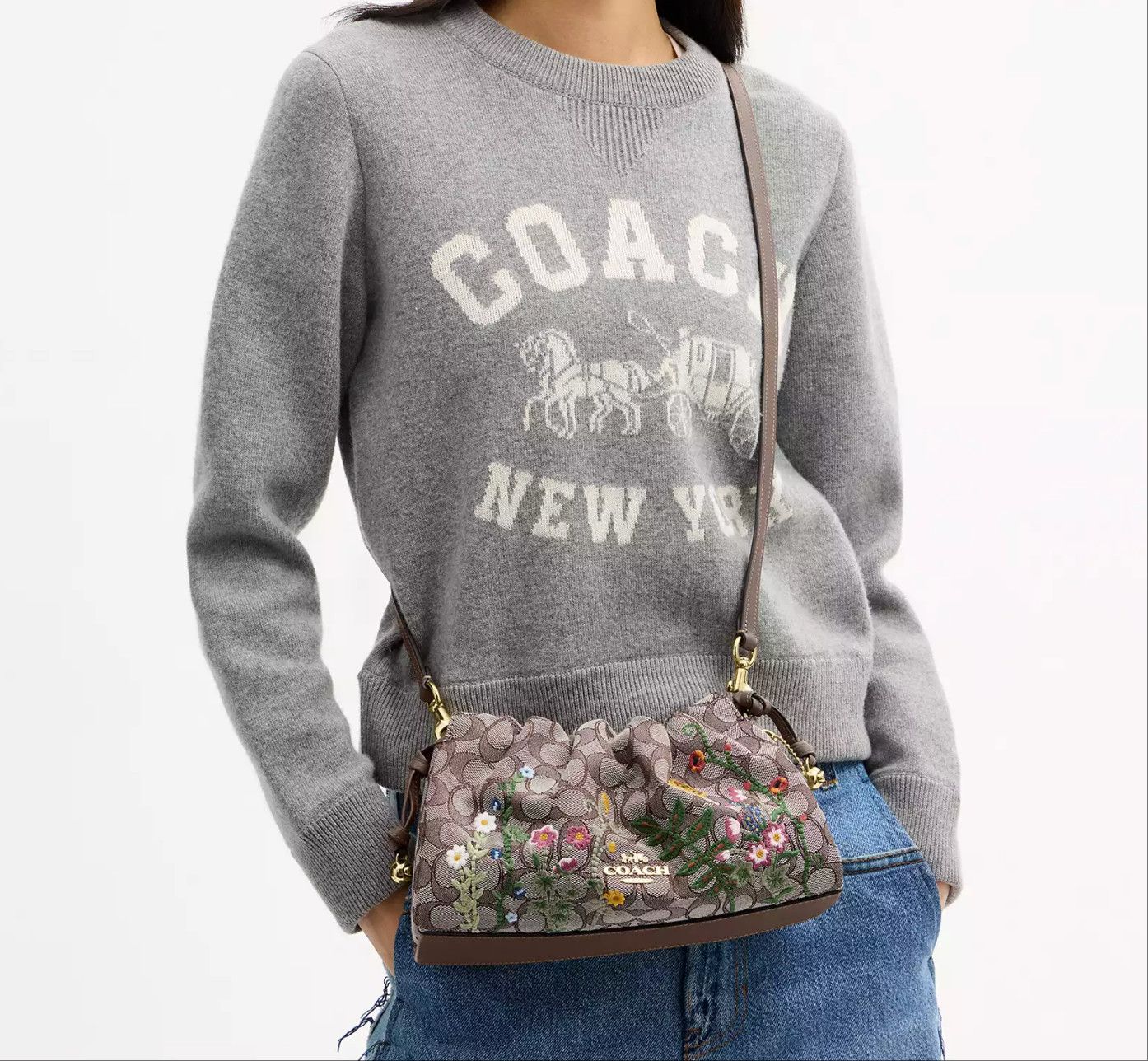 Coach Faye Shoulder Bag With Floral Embroidery CDZ02 Size ONE SIZE - 14 Thumbnail