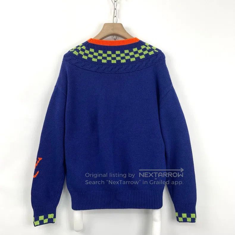 Louis Vuitton Louis Vuitton Blue checkerboard arm logo jacquard knit swe Size US XS / EU 42 / 0 - 2 Thumbnail