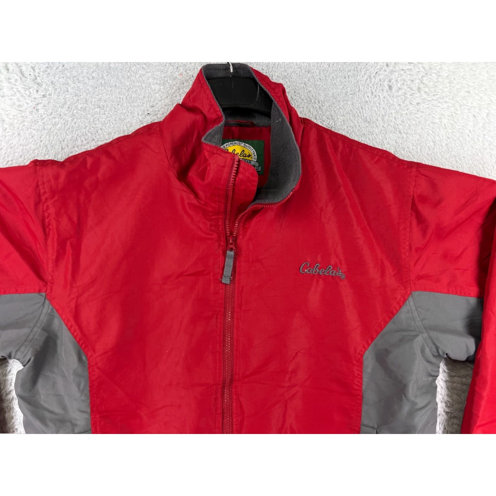 Vintage Cabela's Jacket Mens Medium Red Gray Full Zip Mock Neck Poly Shell Sherpa Lined Size US M / EU 48-50 / 2 - 6 Thumbnail