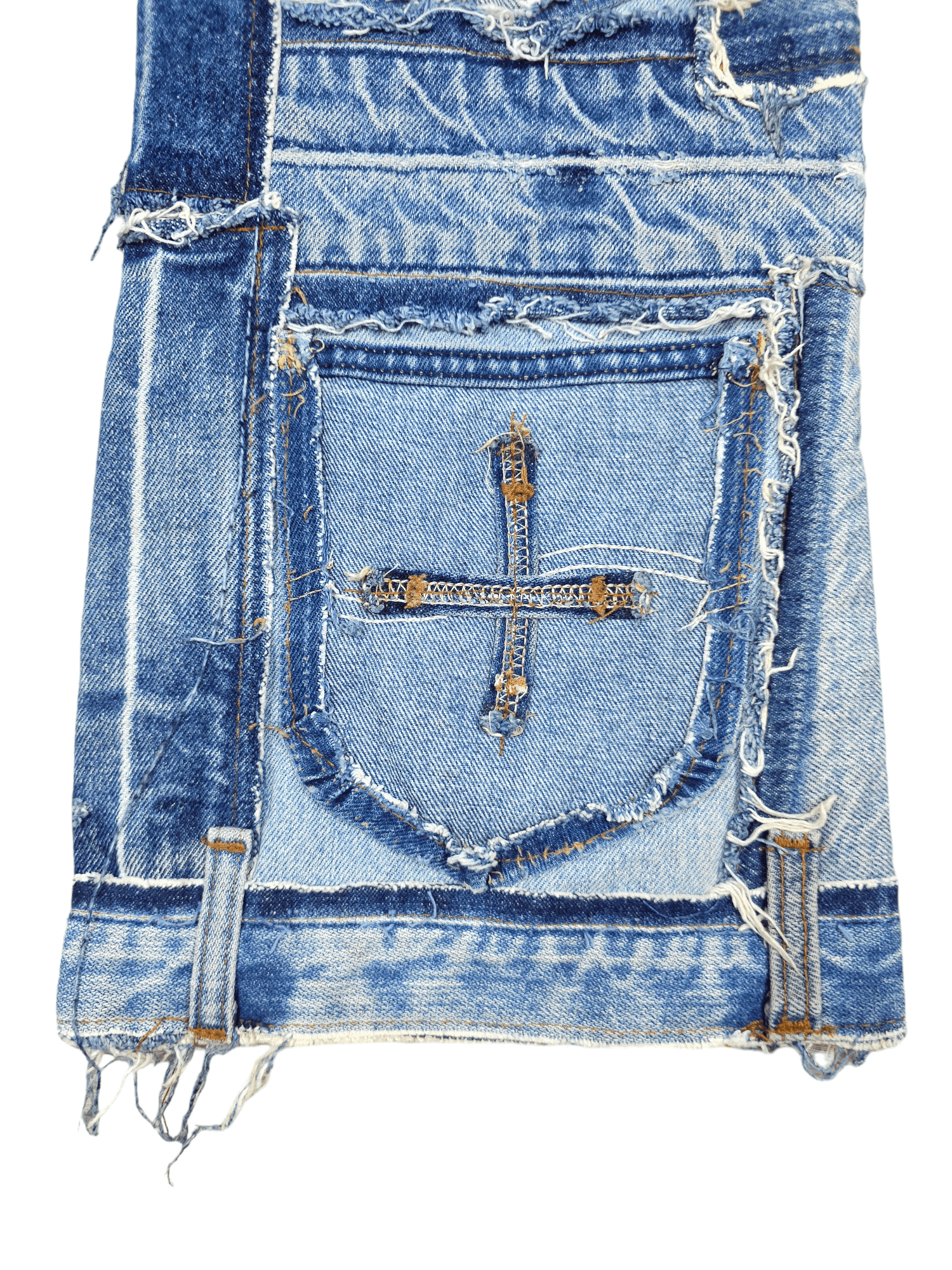 Japanese Brand × Levi's × Vintage 💎 34/32 Vintage Levi’s 505 Custom Patchwork Denim Jeans Size US 34 / EU 50 - 11 Thumbnail