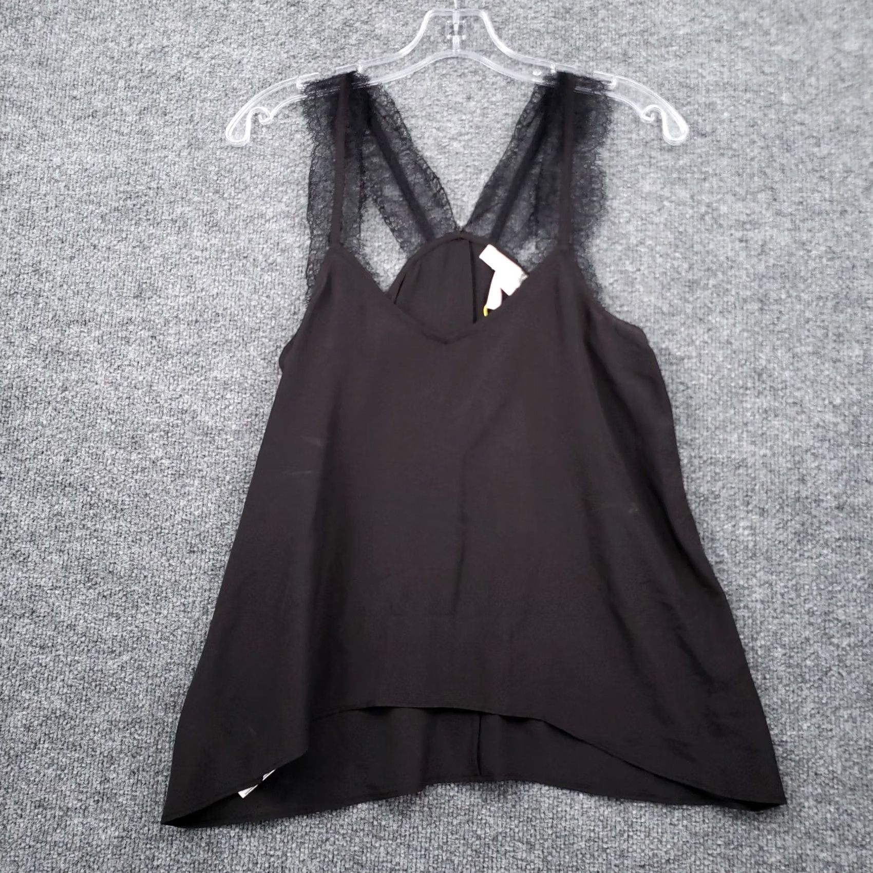 BCBGeneration BCBGeneration Tank Womens XS Black V-Neck Strap Lace Polyester NEW Sh Raw? Size XS / US 0-2 / IT 36-38 - 2 Thumbnail