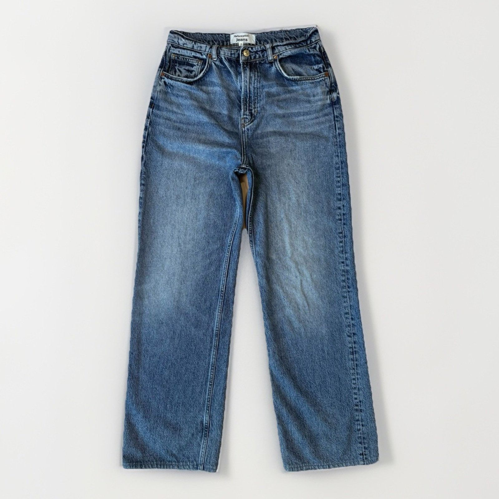 Reformation Reformation Wilder High Rise Wide Leg Jeans 28 Medium Wash Size 28" / US 6 / IT 42 - 1 Thumbnail