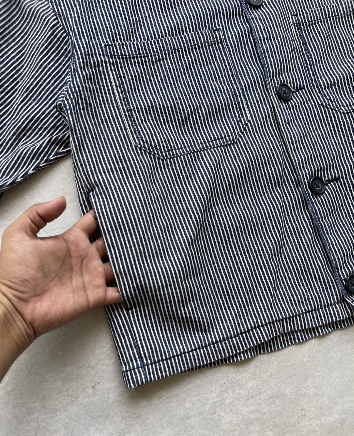GU × Kim Jones GU Hickory Stripe Chef Overshirt Size US S / EU 44-46 / 1 - 8 Thumbnail
