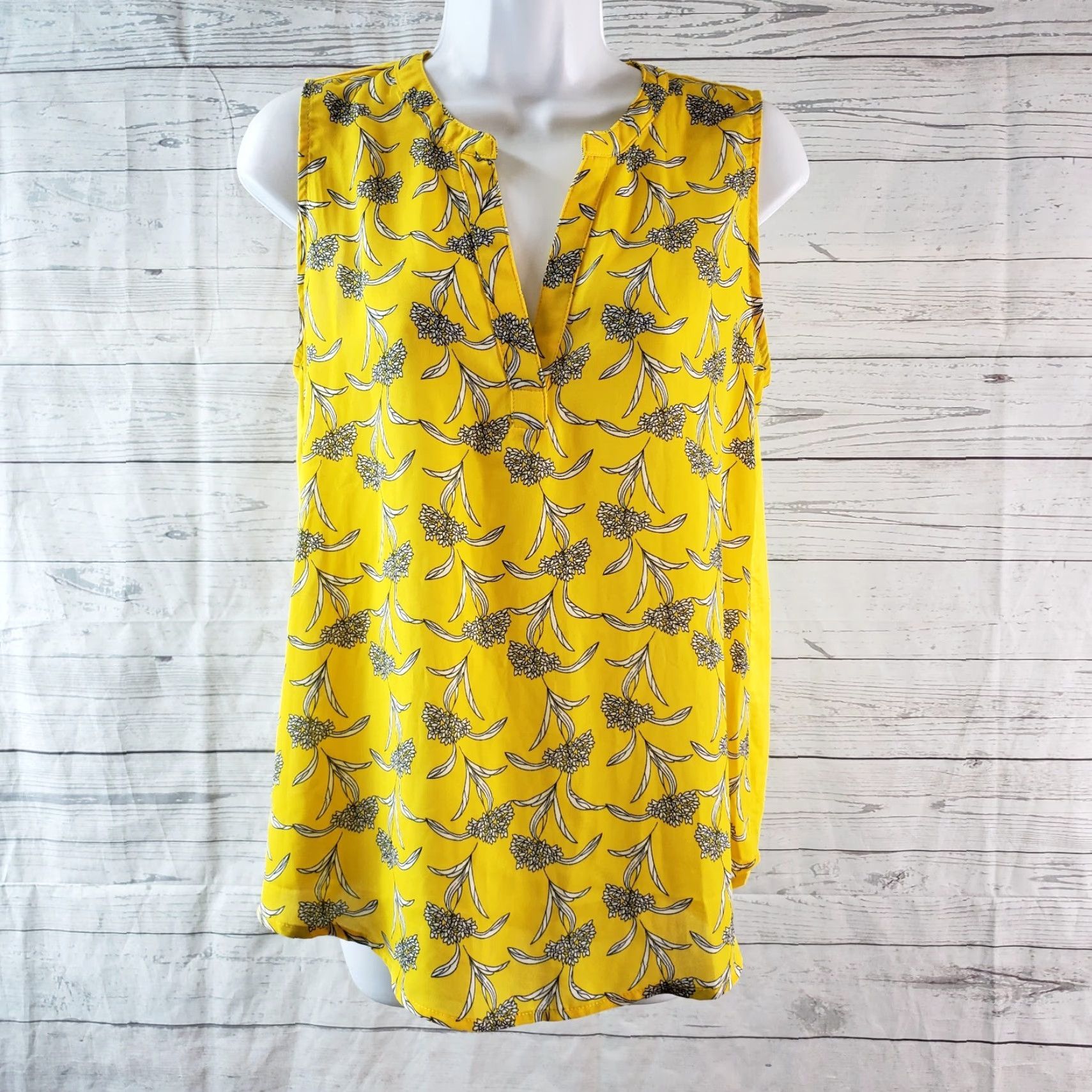 Vintage Papermoon Womens Blouse Fayette Mixed Material Sz S Yellow Floral Shirt Sleeveless Pullover VINTAGE No Size S / US 4 / IT 40 - 2 Thumbnail