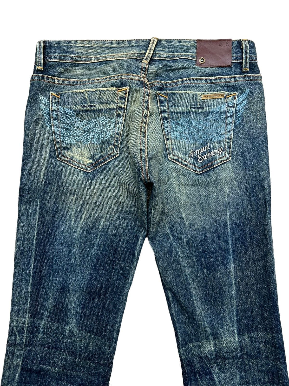 Armani Exchange Armani Exchange Punk Gothic Wings Flare Lowrise Jeans 29x34 Size 29" - 4 Thumbnail