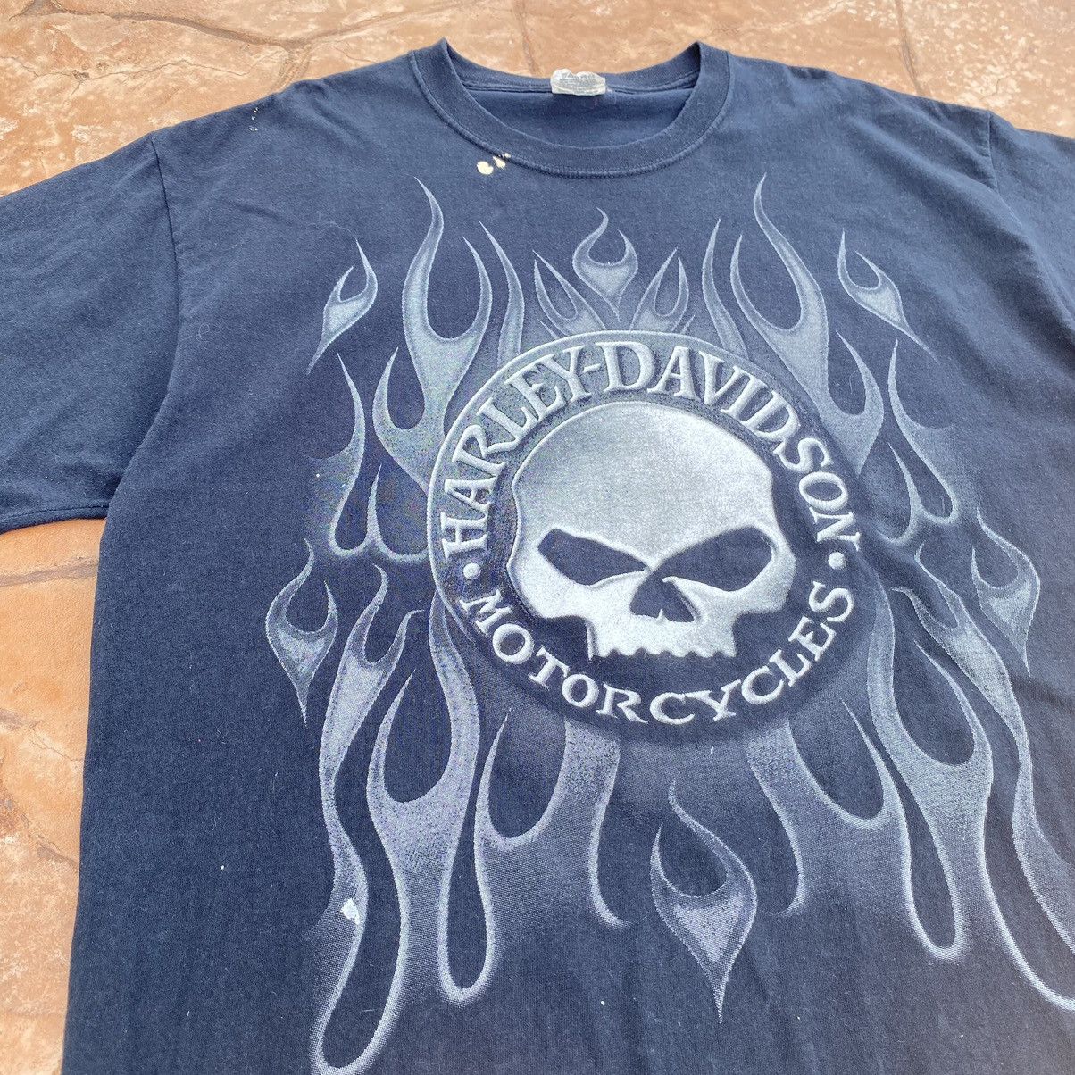 Harley Davidson Thrashed Faded Vintage Harley Davison ERD GRUNGE FLAME TEE Size US XL / EU 56 / 4 - 3 Thumbnail