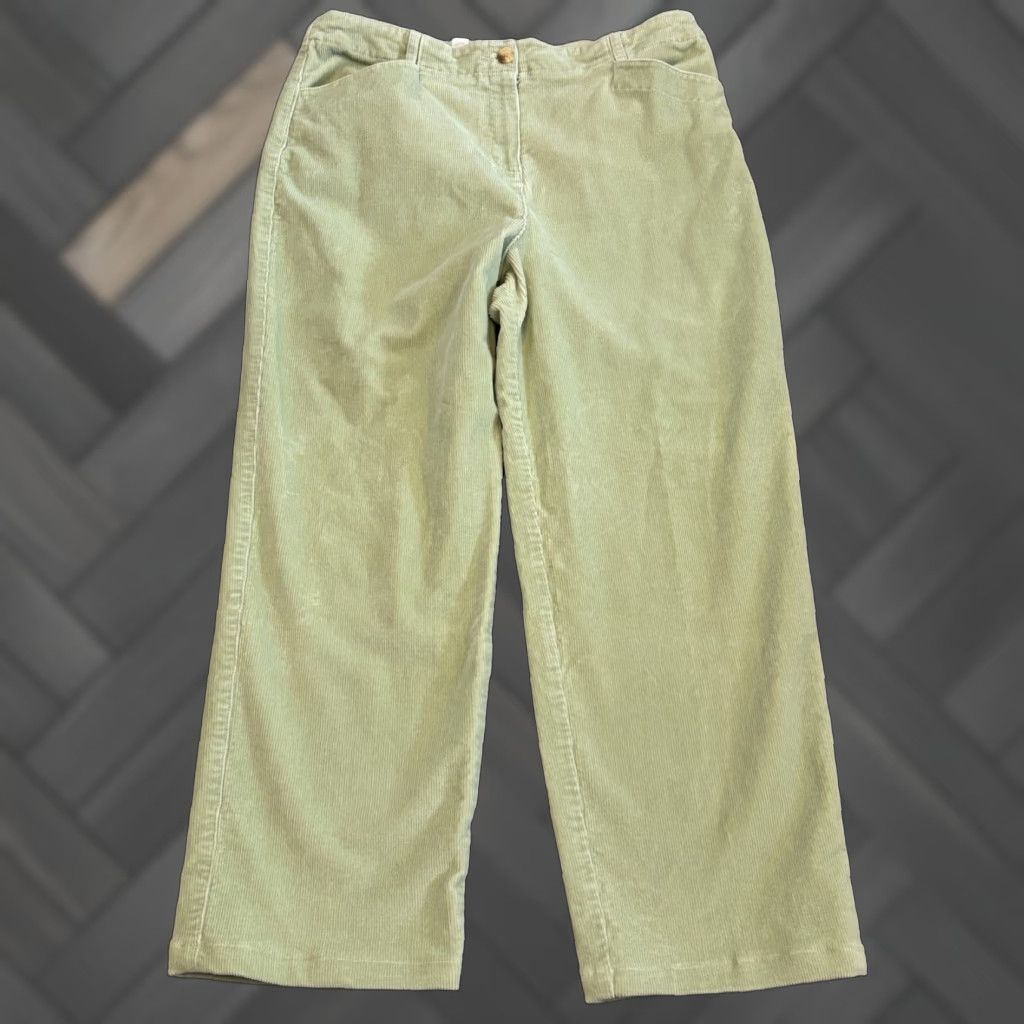 Talbots Talbots Corduroy Pants Womens 14P Petites Stretch Light Green Casual Straight Size 36" / US 14 / IT 50 - 1 Thumbnail