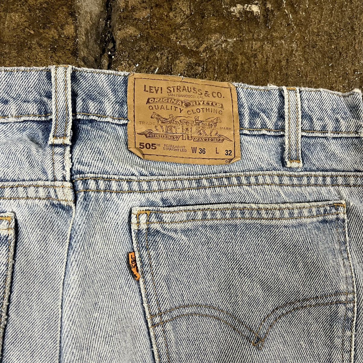 Levi's × Vintage Crazy Vintage 90s Levi's 505 Orange Tab Jeans Faded Skater Size US 36 / EU 52 - 4 Thumbnail