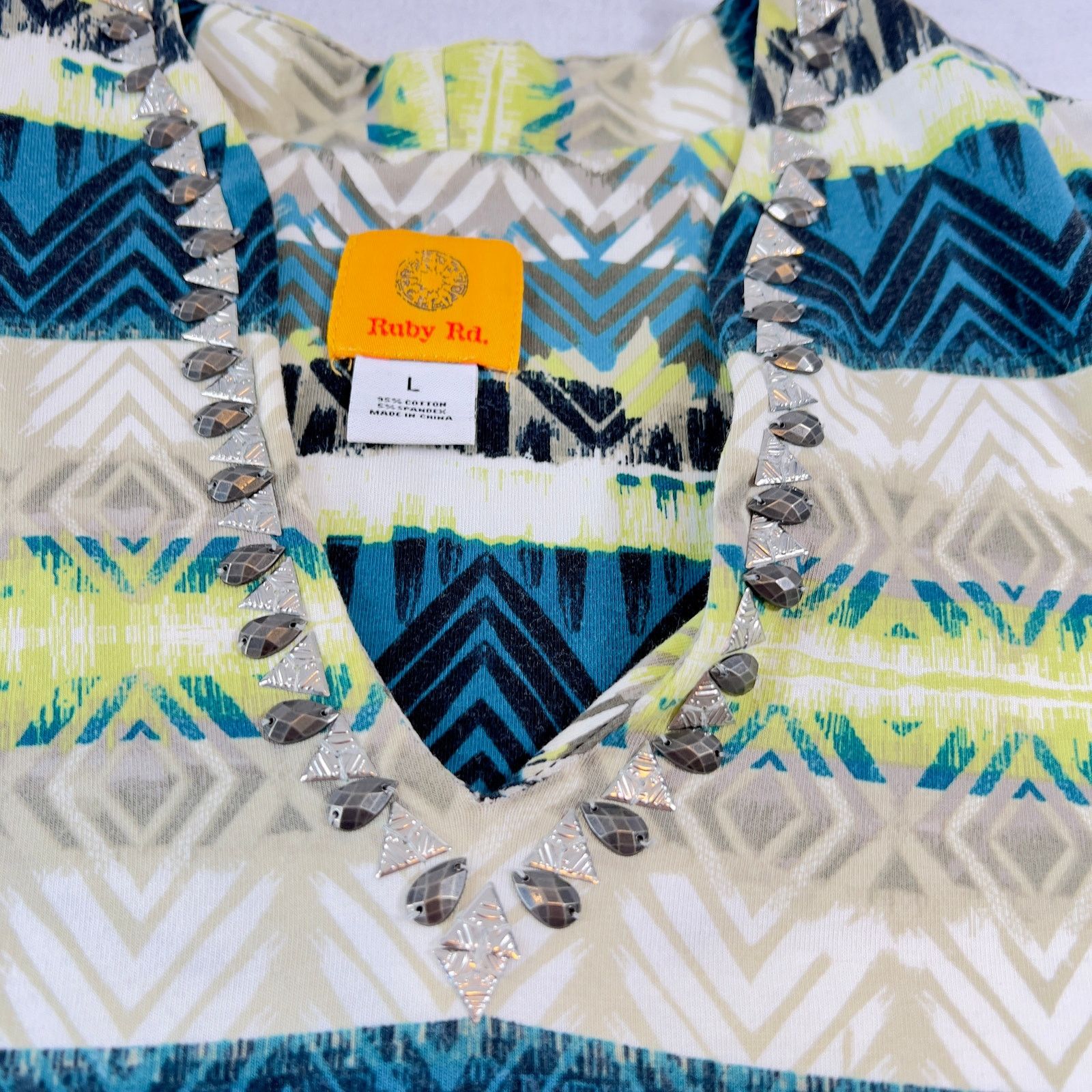 Other Scoop Neck Pull-Over Ruby Rd. Woman's L Studded Neckline Size L / US 10 / IT 46 - 2 Thumbnail