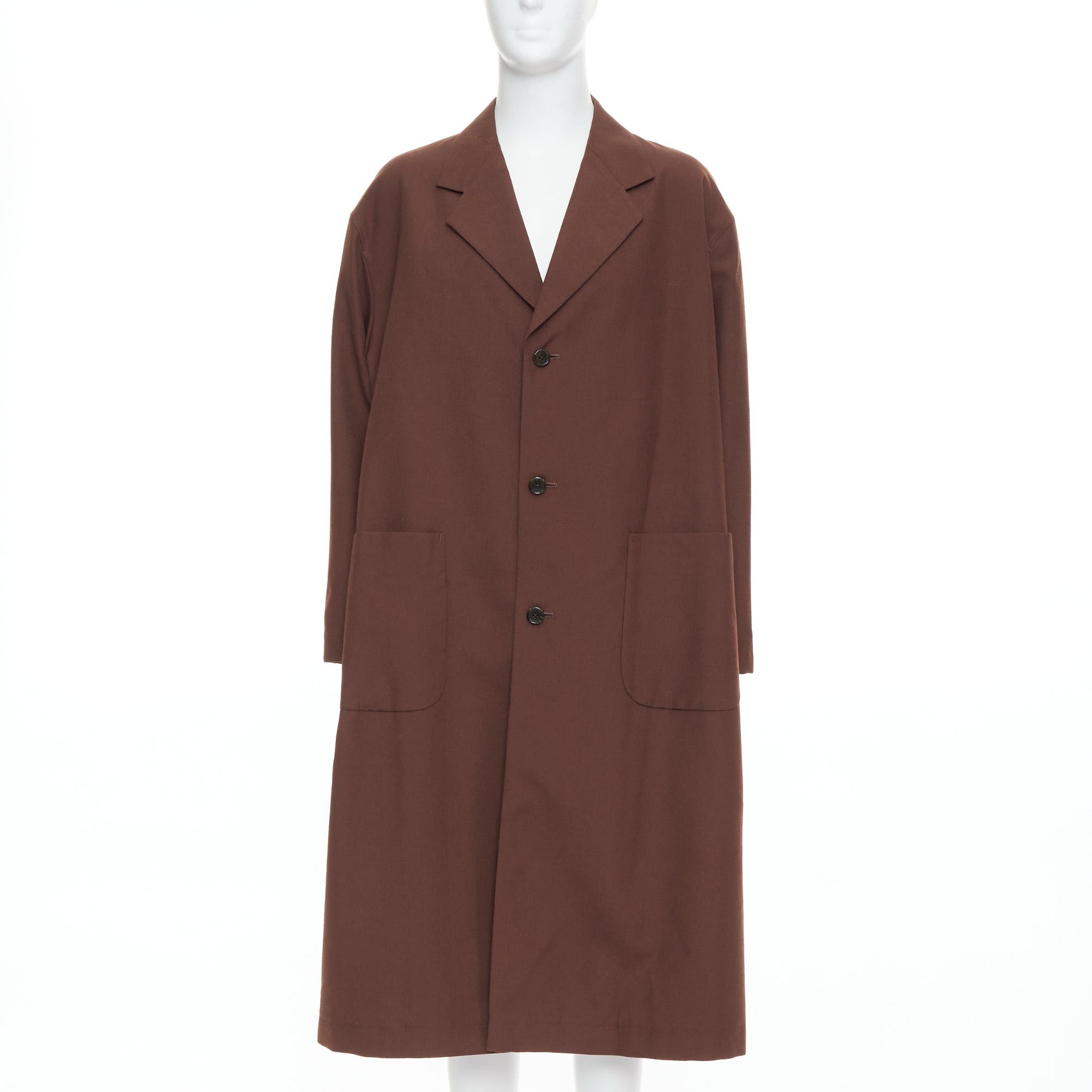 Yohji Yamamoto YOHJI YAMAMOTO Y's brown wool mohair single breast long boxy coat JP3 L Size 50R - 1 Thumbnail