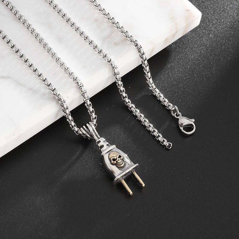 Jewelry Creative Gothic Plug Skull Pendant Necklace Size ONE SIZE - 3 Thumbnail