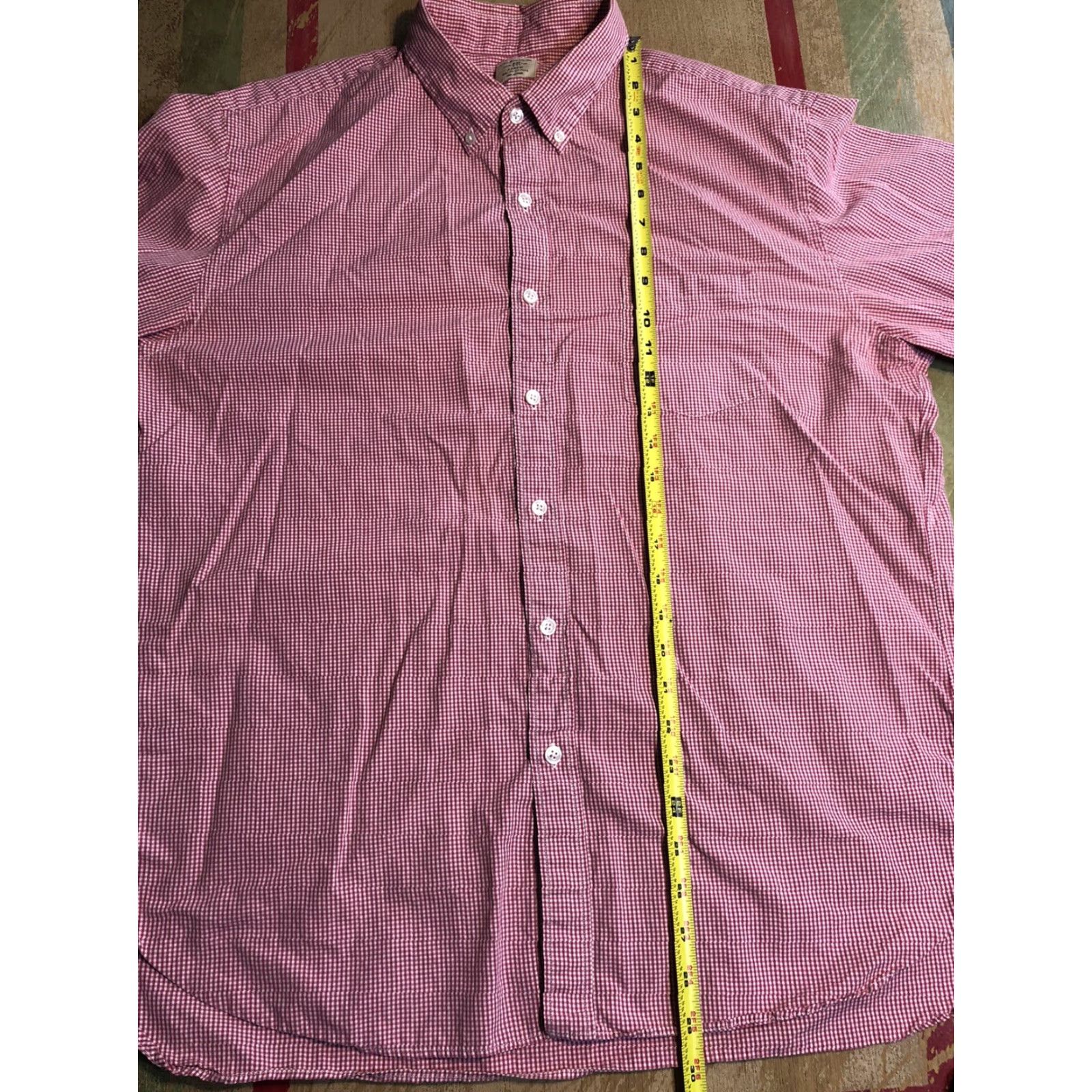 J.Crew J.CREW Shirt Men's Long Sleeve Button-Down Check Pattern Red & White Size XL Size US XL / EU 56 / 4 - 5 Thumbnail
