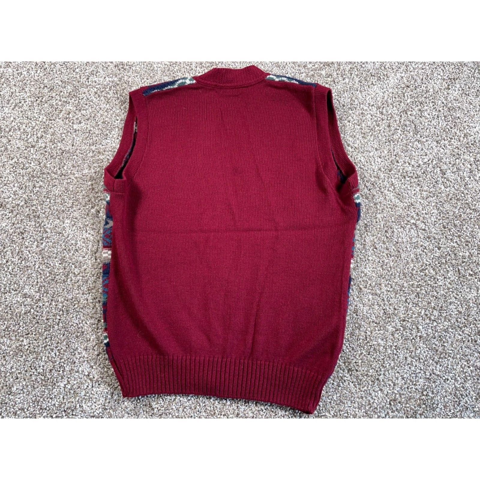 Jantzen Vintage Jantzen 90s Wool Geometric Pattern Sweater Vest Adult Large Dark Red Mens Knit Size US L / EU 52-54 / 3 - 2 Thumbnail