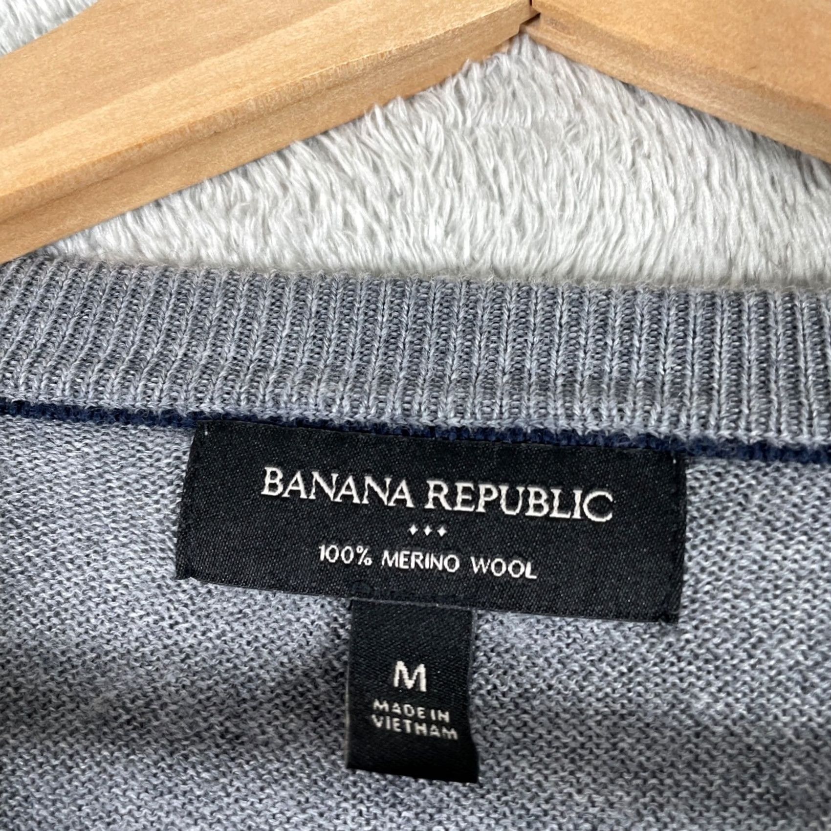 Banana Republic Banana Republic Merino Wool Striped Sweater Mens Medium Gray Navy Crewneck - Size Size US M / EU 48-50 / 2 - 3 Thumbnail
