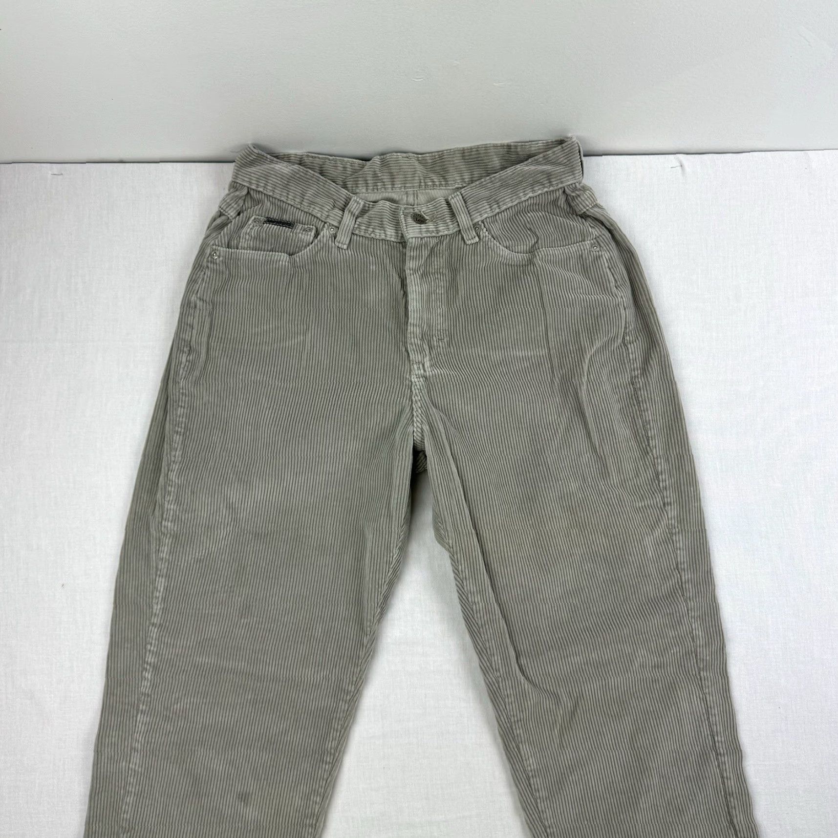 Lee VINTAGE Lee Riveted Corduroy Pants Womens 12 Med Ivory Mom Jeans 90s High Waist Size 34" / US 12 / IT 48 - 2 Thumbnail