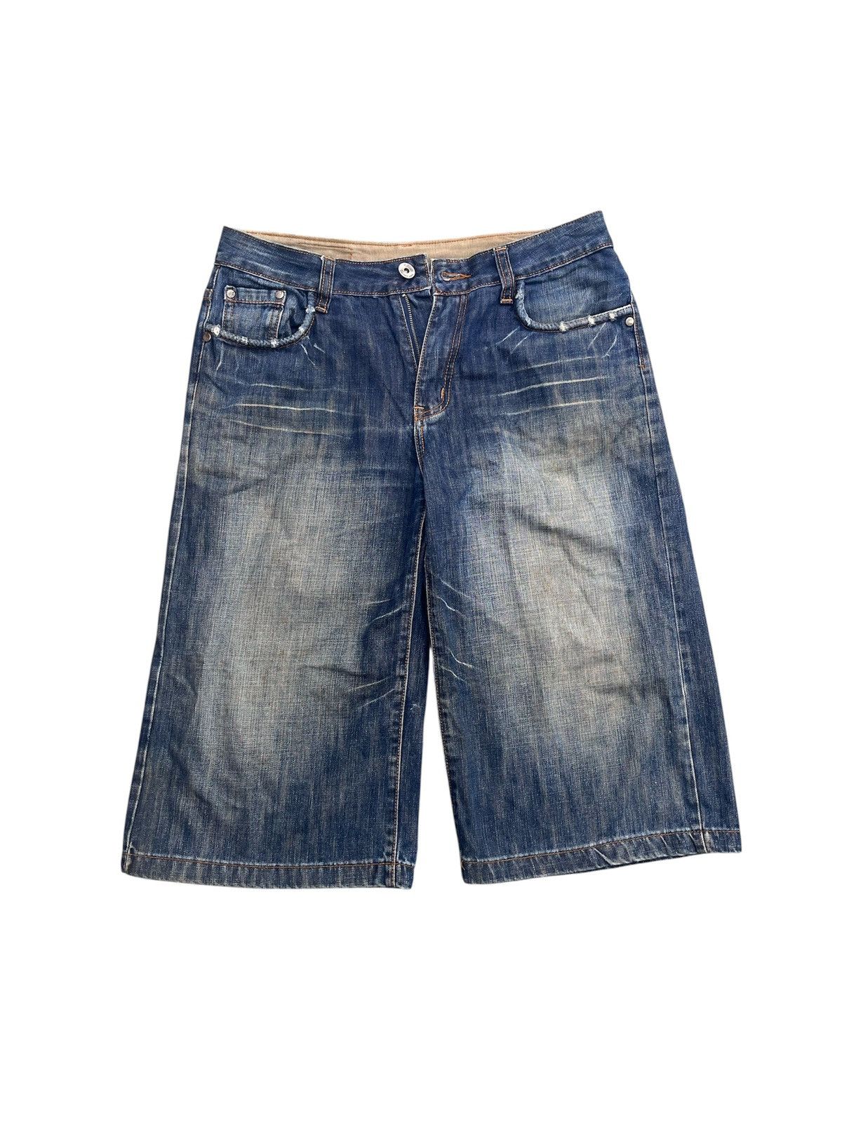 JNCO Vintage Big Two Baggy Denim Jorts Y2K Skater Style Size US 31 - 1 Thumbnail