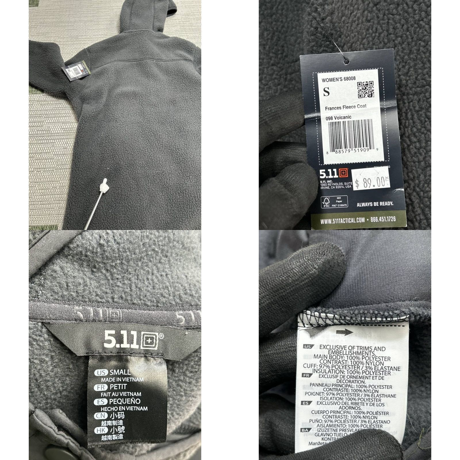 Vintage 5 11 Tactical Frances Fleece Coat Womens Small Gray Winter Essential Shirt? Sorry. Size S / US 4 / IT 40 - 8 Thumbnail