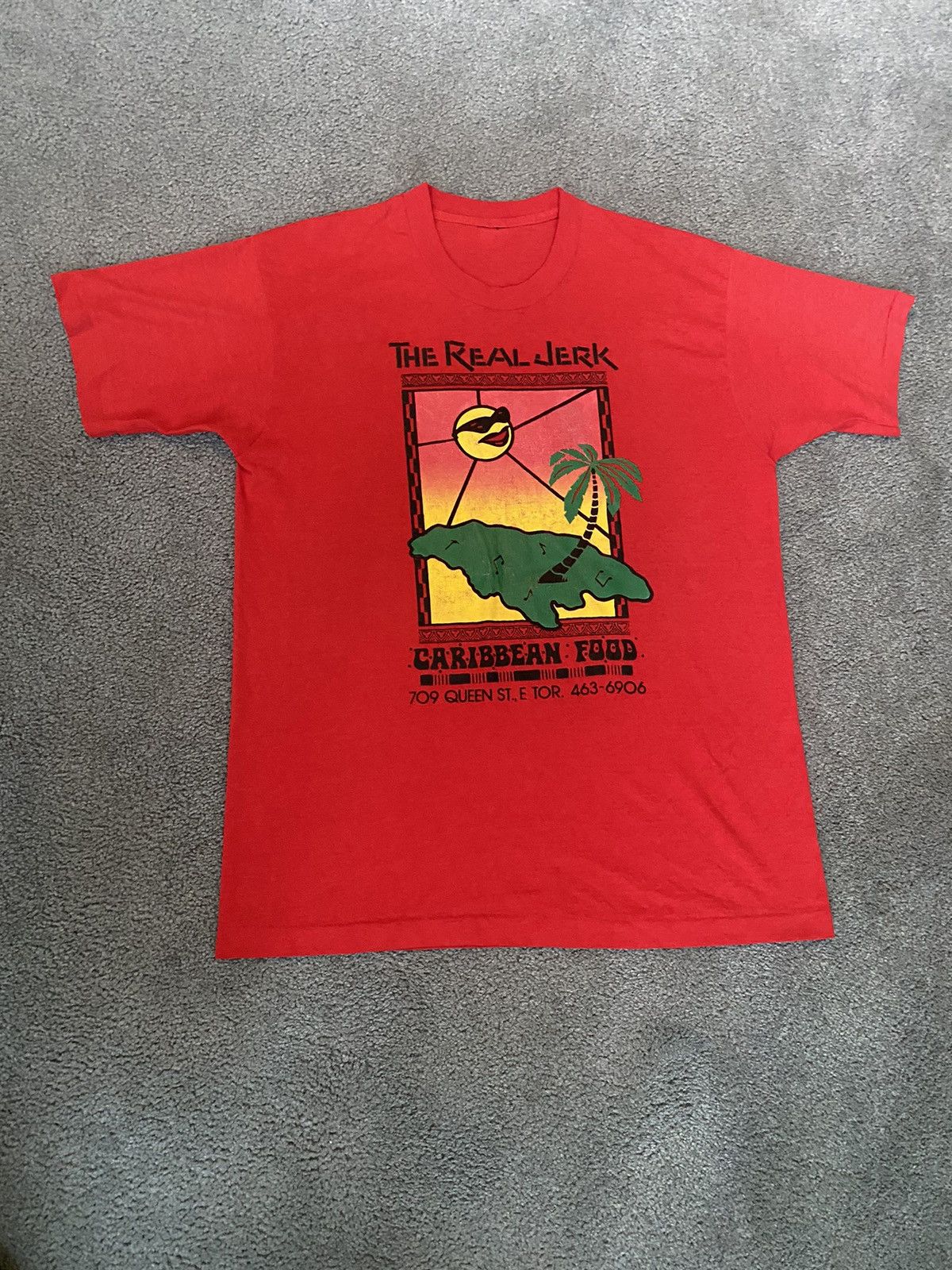 image of Caribbean x Vintage 90's Real Jerk Jamaican Single Stitch in Red, Men's (Size XL)