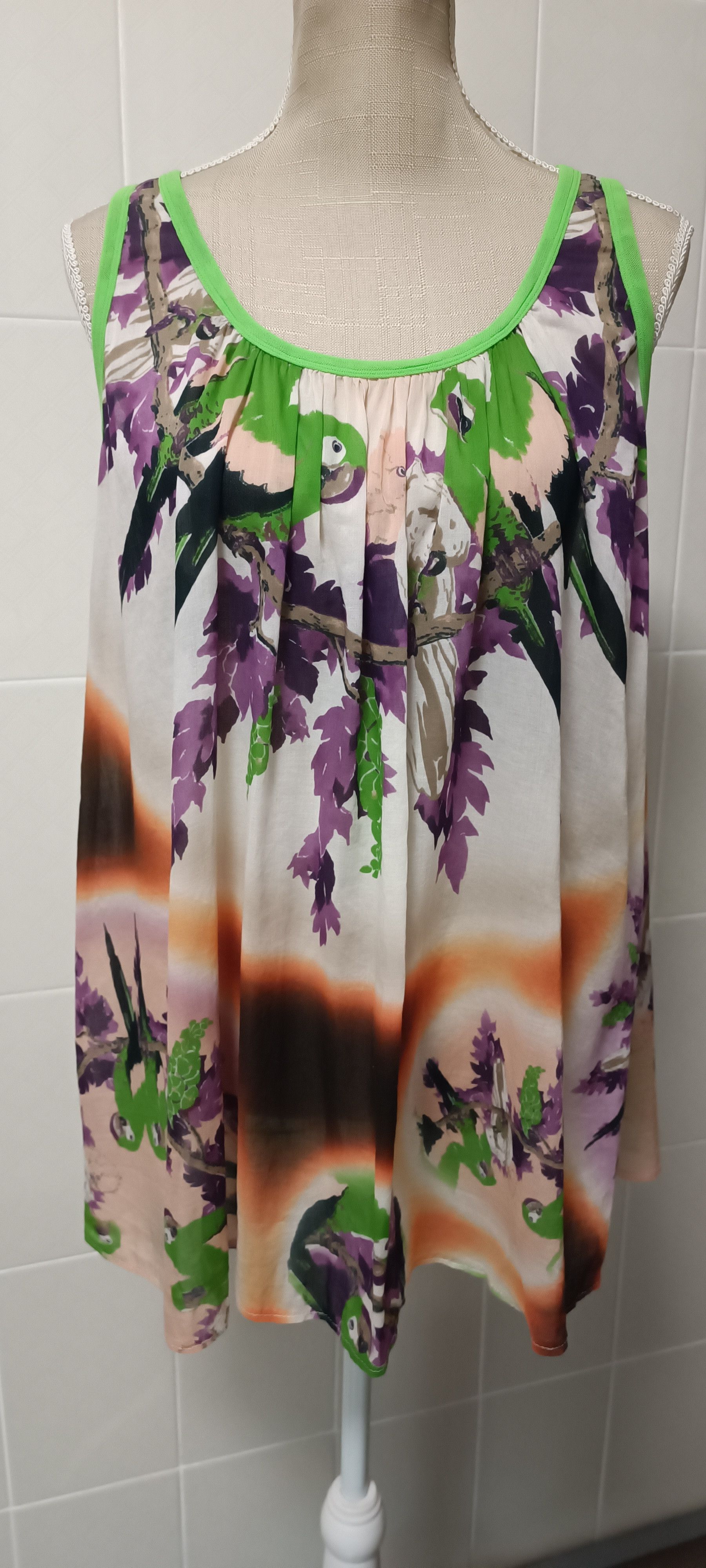 Jean Paul Gaultier Loose tank top with parrots print Size M / US 6-8 / IT 42-44 - 1 Thumbnail