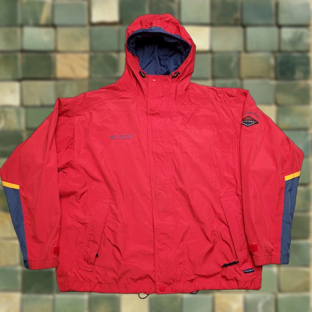 Etro VINTAGE Columbia Jacket Mens L Red Omni Tech Waterproof Breathable Retro Outdoor VTG Rain Coat Long Sleeve Zipper Mens Size US L / EU 52-54 / 3 - 1 Thumbnail