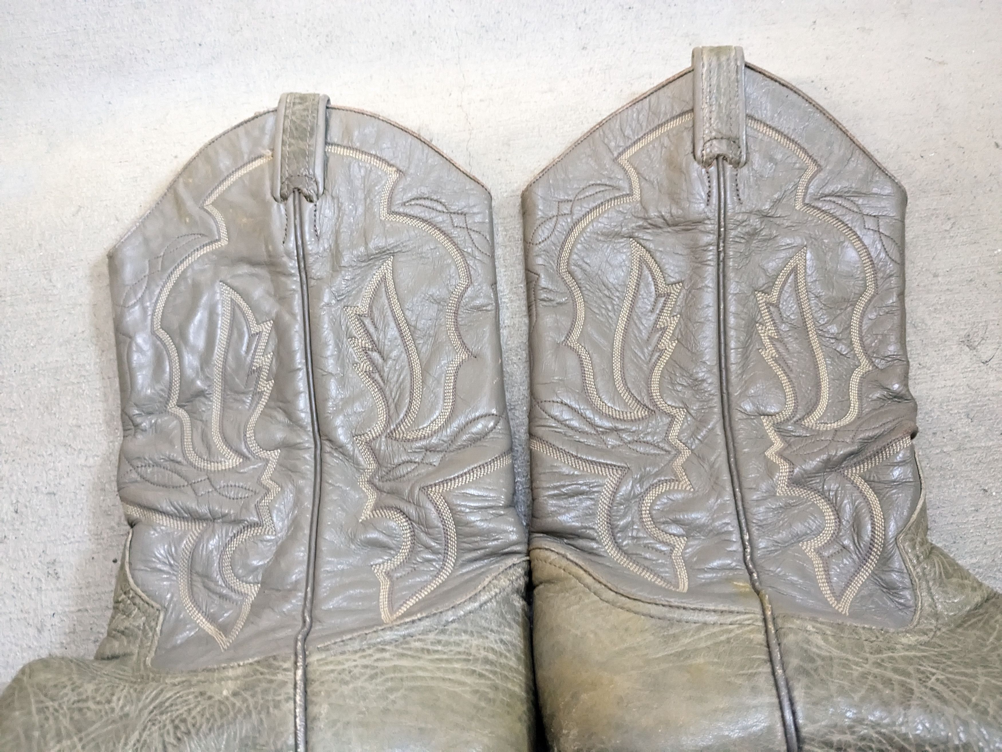 Larry Mahan Larry Mahan Cowboy Boots Olive Green Gray Leather 10 M Size US 10 / EU 43 - 9 Thumbnail
