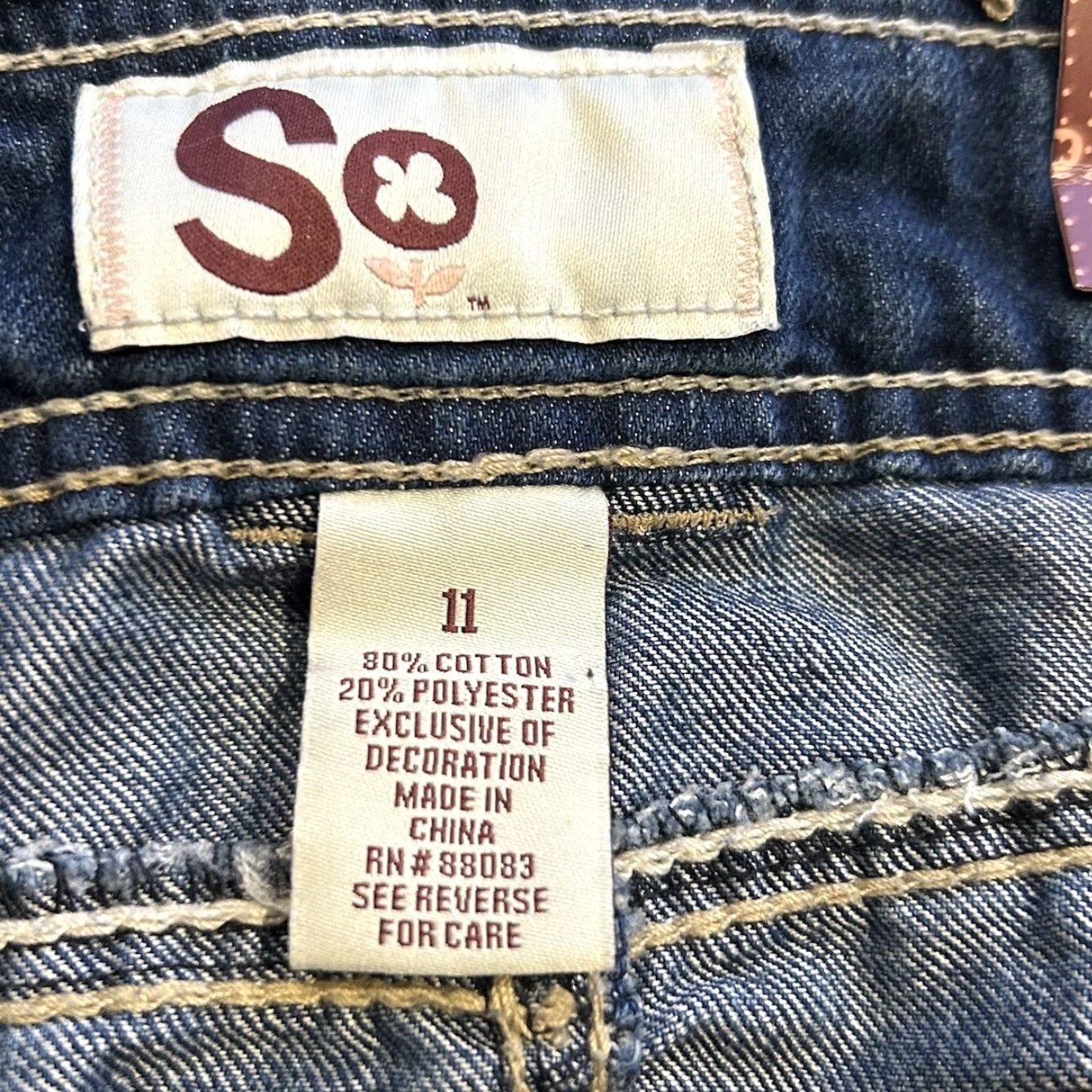 Vintage VINTAGE So Wear It Declare It Denim Skirt Mini Low Rise Blue 11 Grunge Y2K 90s 00s Indie Beach Rock Bohemian Hipster Women's Skirt Size 32" / US 10 / IT 46 - 4 Thumbnail