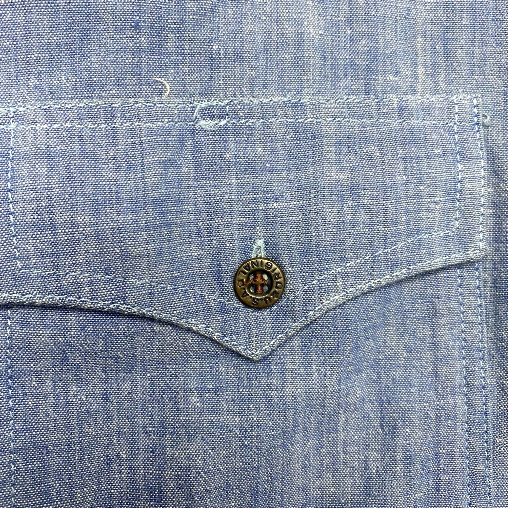 Vintage VINTAGE Helen Cerda Baja Shirt Mens M Blue Cotton Chambray Embroidered 50s 60s Retro Button-Up Collar Spread Size US M / EU 48-50 / 2 - 3 Thumbnail