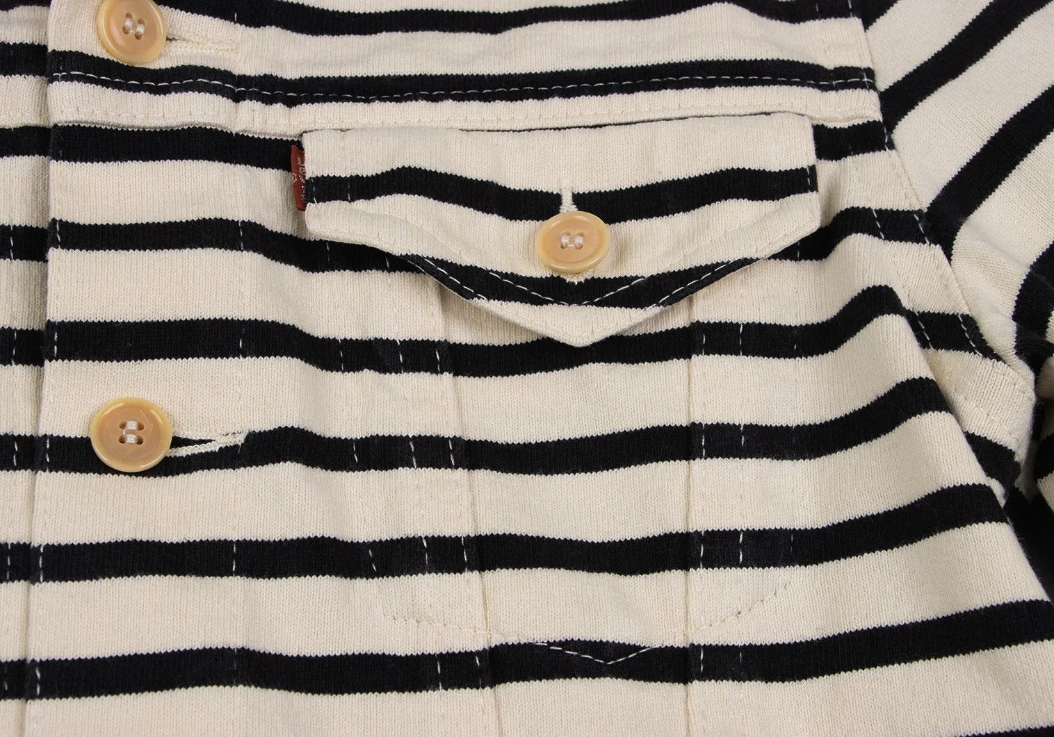 Junya Watanabe Cotton Striped Trucker Jacket in Ivory and Black, Size XS Size US XS / EU 42 / 0 - 5 Thumbnail