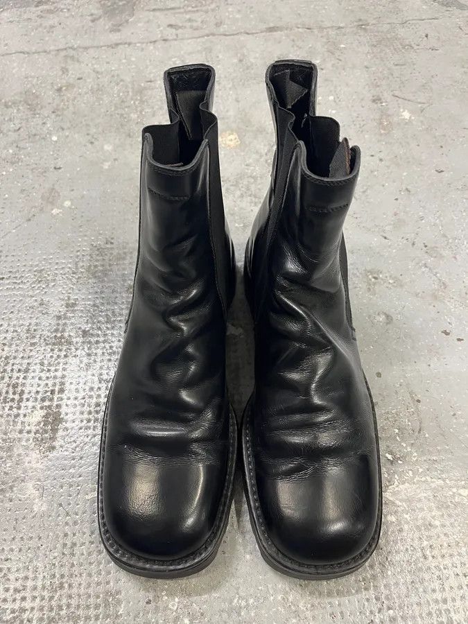 Prada × Vintage 2000s Prada Black Pure Leather Ankle Boots Size US 9.5 / IT 39.5 - 5 Thumbnail
