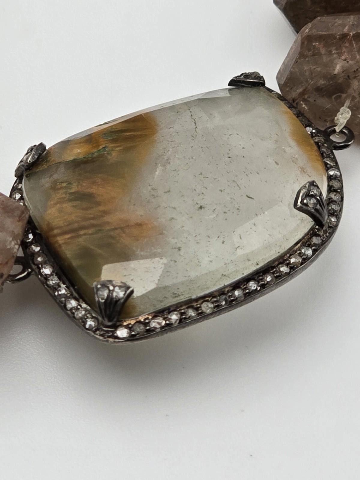 Quartersnacks Sterling Diamond Bezel Bracelet w/ Rutilated Quartz Size ONE SIZE - 4 Thumbnail