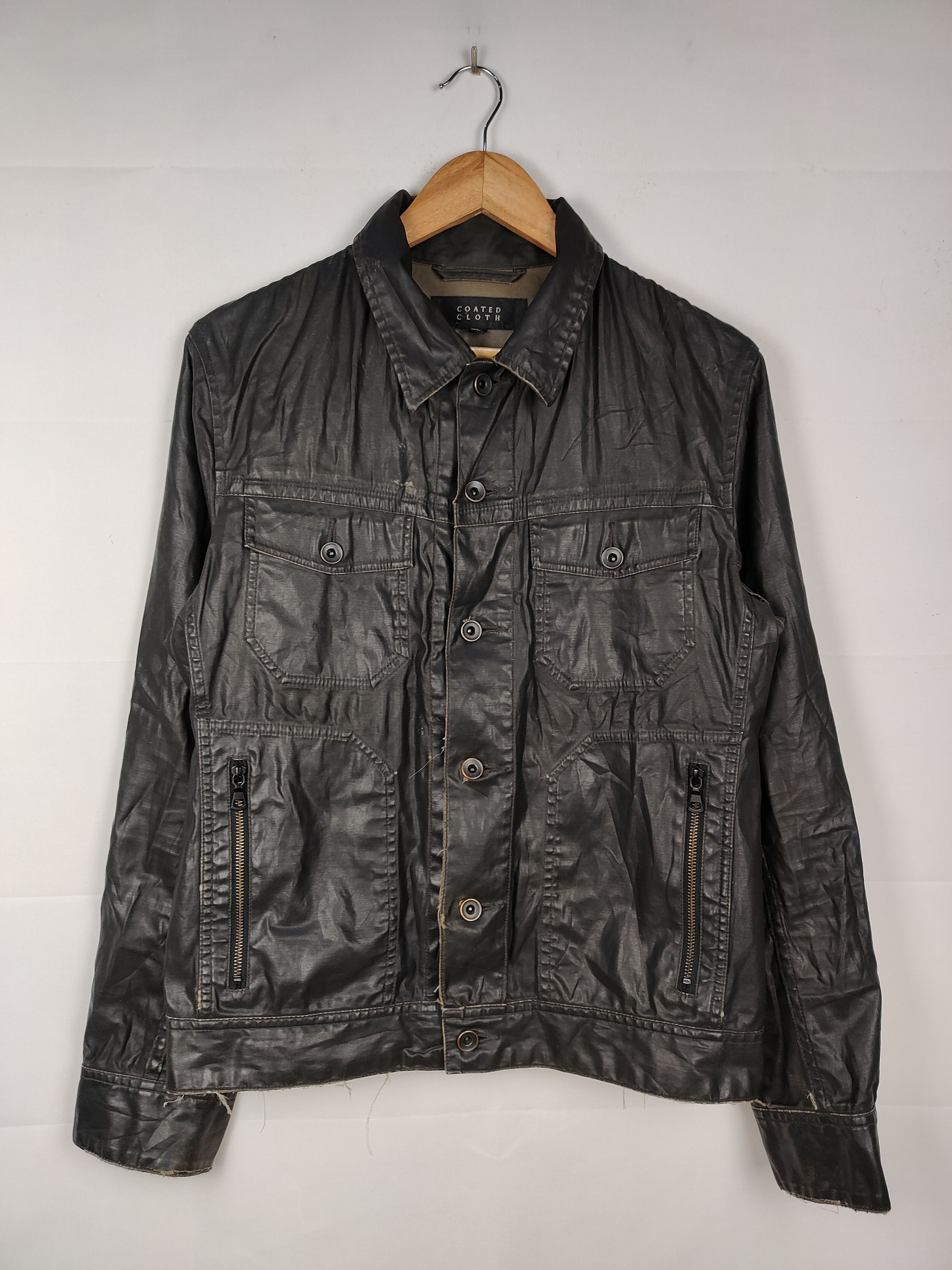 Japanese Brand × Uniqlo Distressed Uniqlo Waxed Coated Denim Jacket Size L / US 10 / IT 46 - 1 Thumbnail