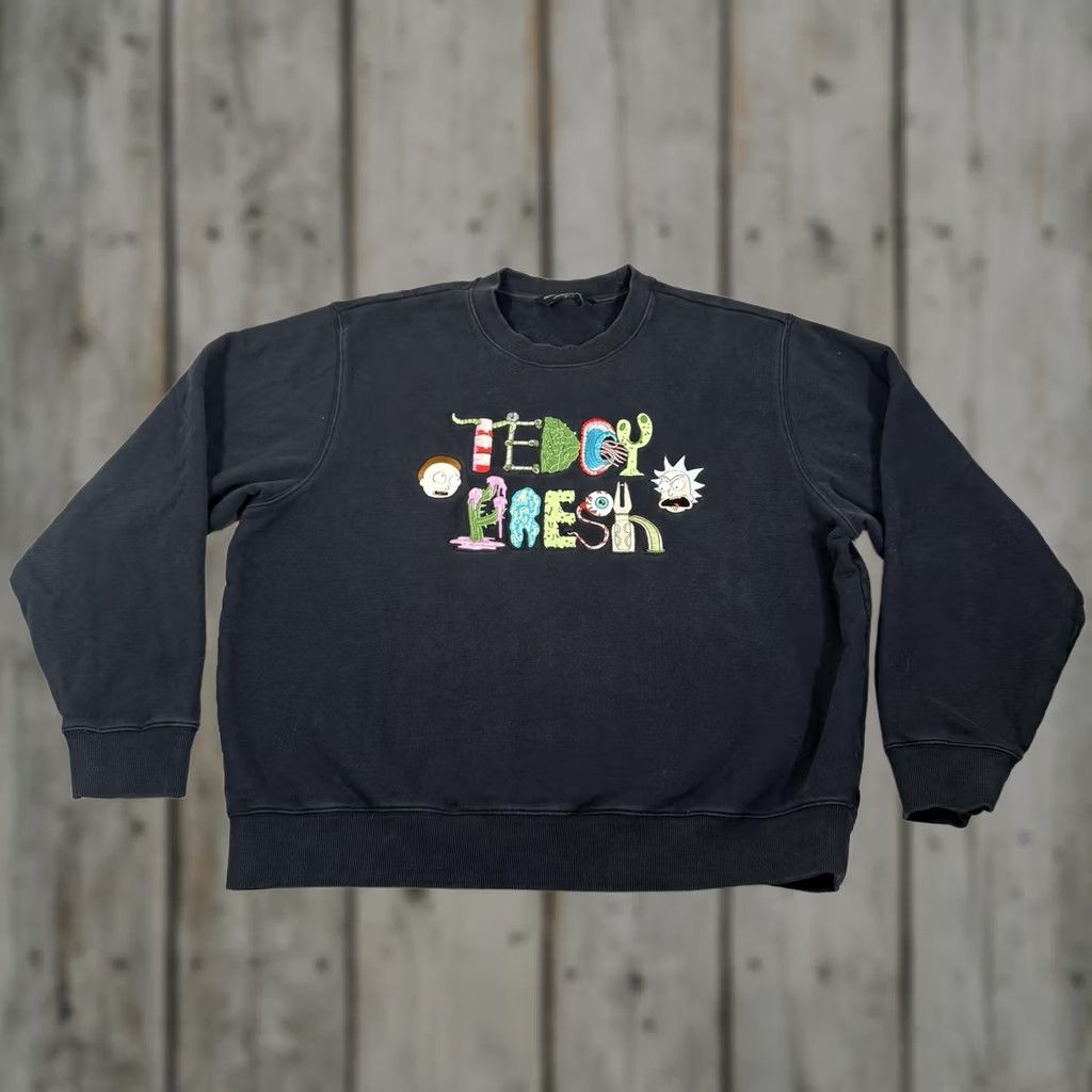 Teddy Fresh Teddy Fresh Rick & Morty Sweatshirt Mens XL Black Crew Neck Graphic Print Pullover Size US XL / EU 56 / 4 - 1 Thumbnail