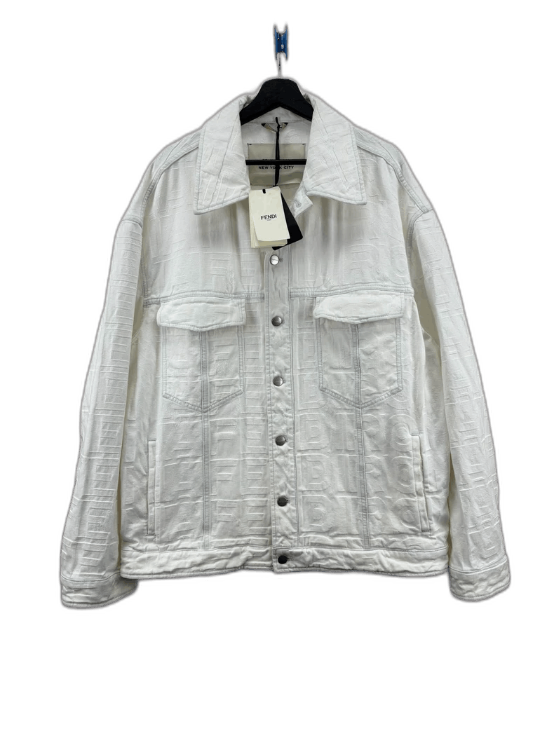 Fendi Fendi White Logo Denim Jacket Size US L / EU 52-54 / 3 - 1 Thumbnail